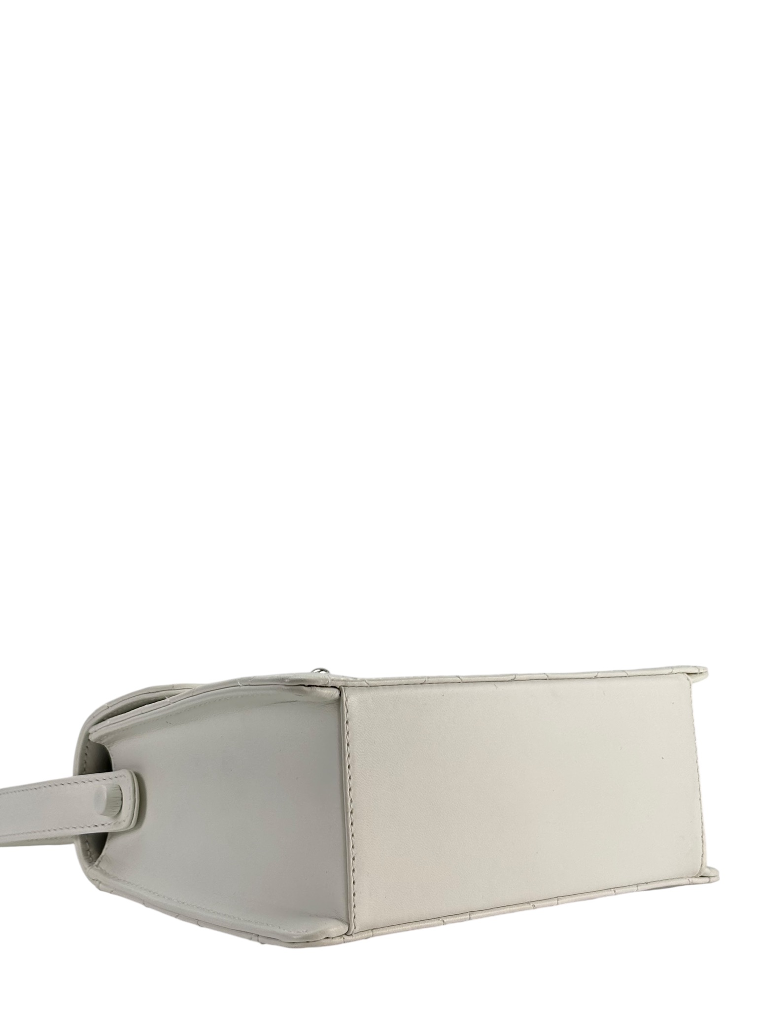 CHANEL - White Lambskin Coco Mark Kelly Handbag
