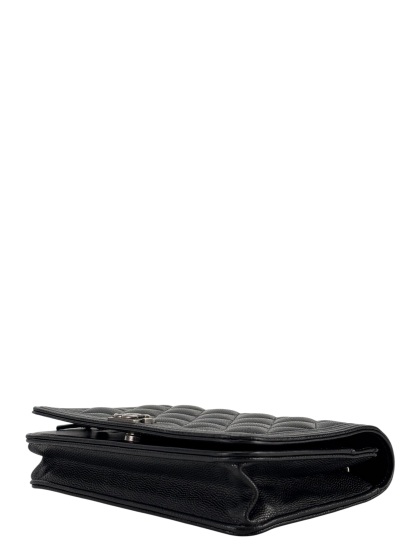 CHANEL - Black Caviar Boy Wallet On Chain Bag Sliver Hardware (WOC)