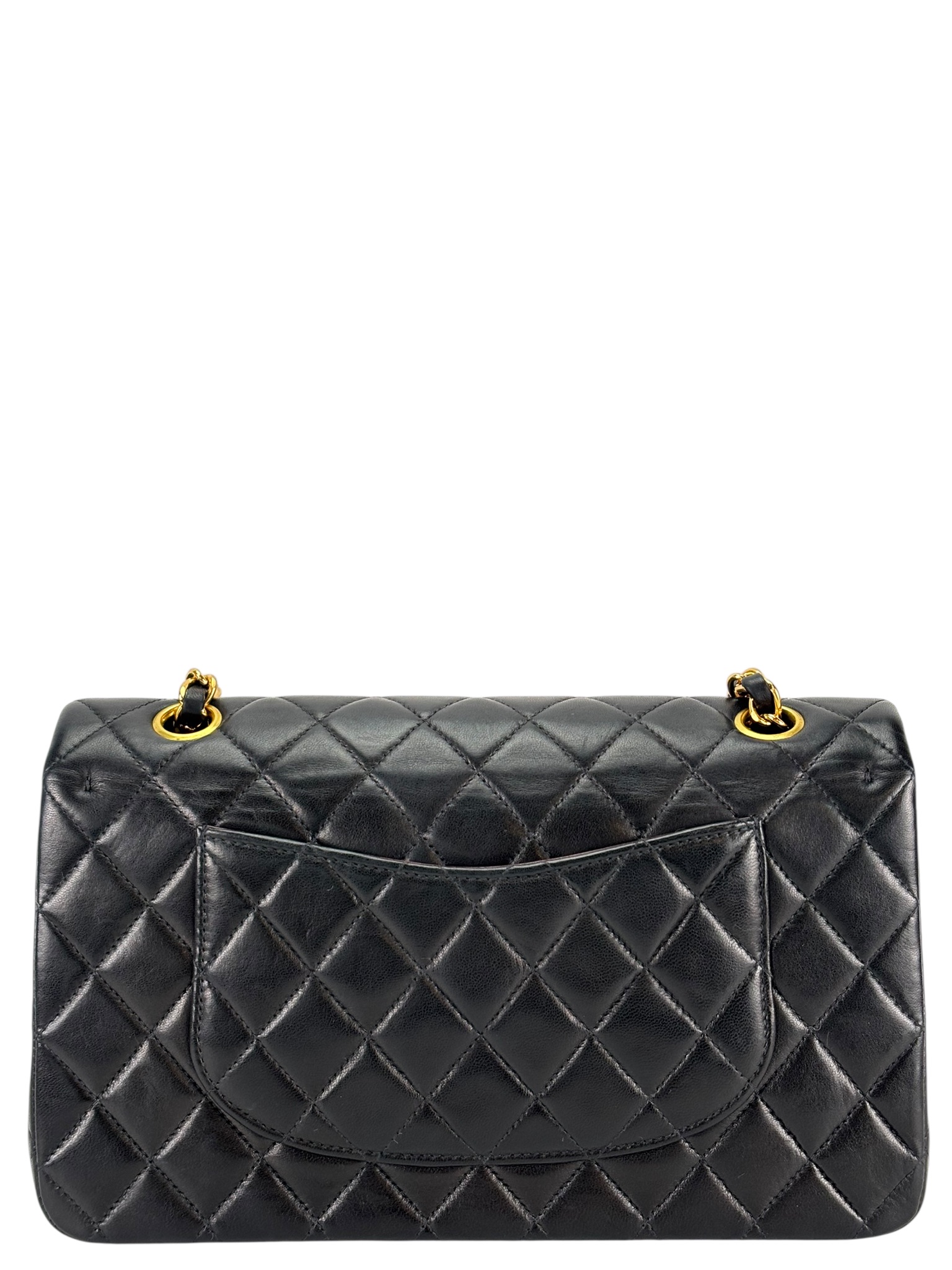 CHANEL - Medium Classic Double Flap Bag Black Lambskin Gold Hardware (CF25)