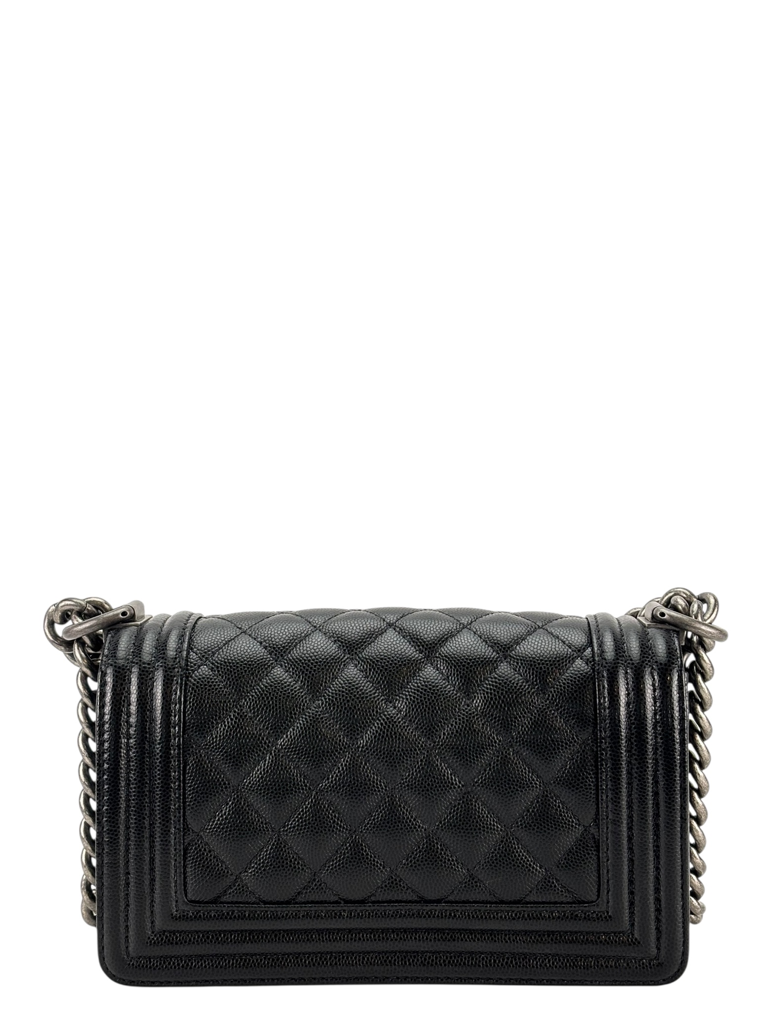 CHANEL - Small Boy Flap Bag Black Caviar Metal Black