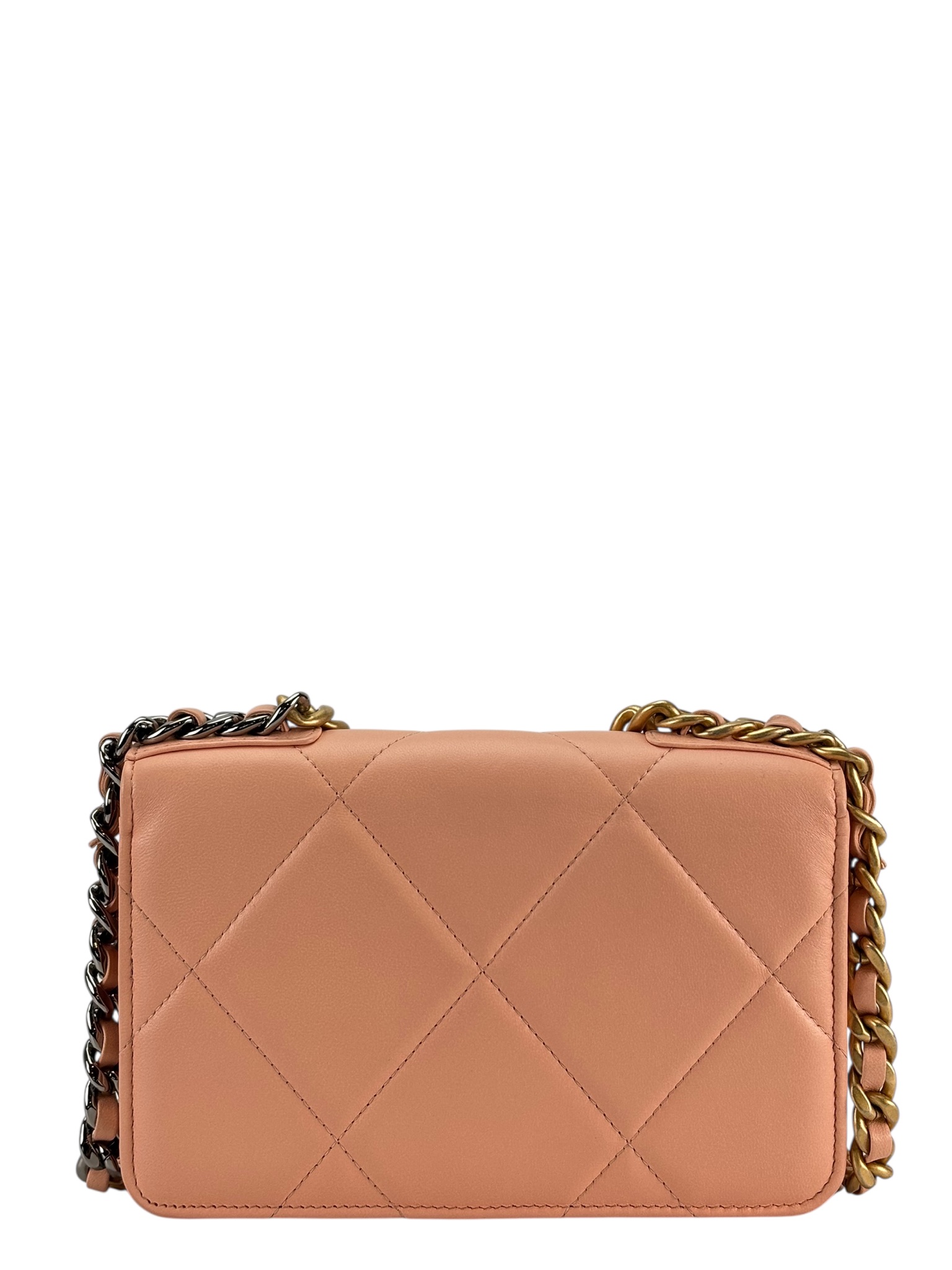 CHANEL - Light Orange Lambskin 19 Wallet Bag