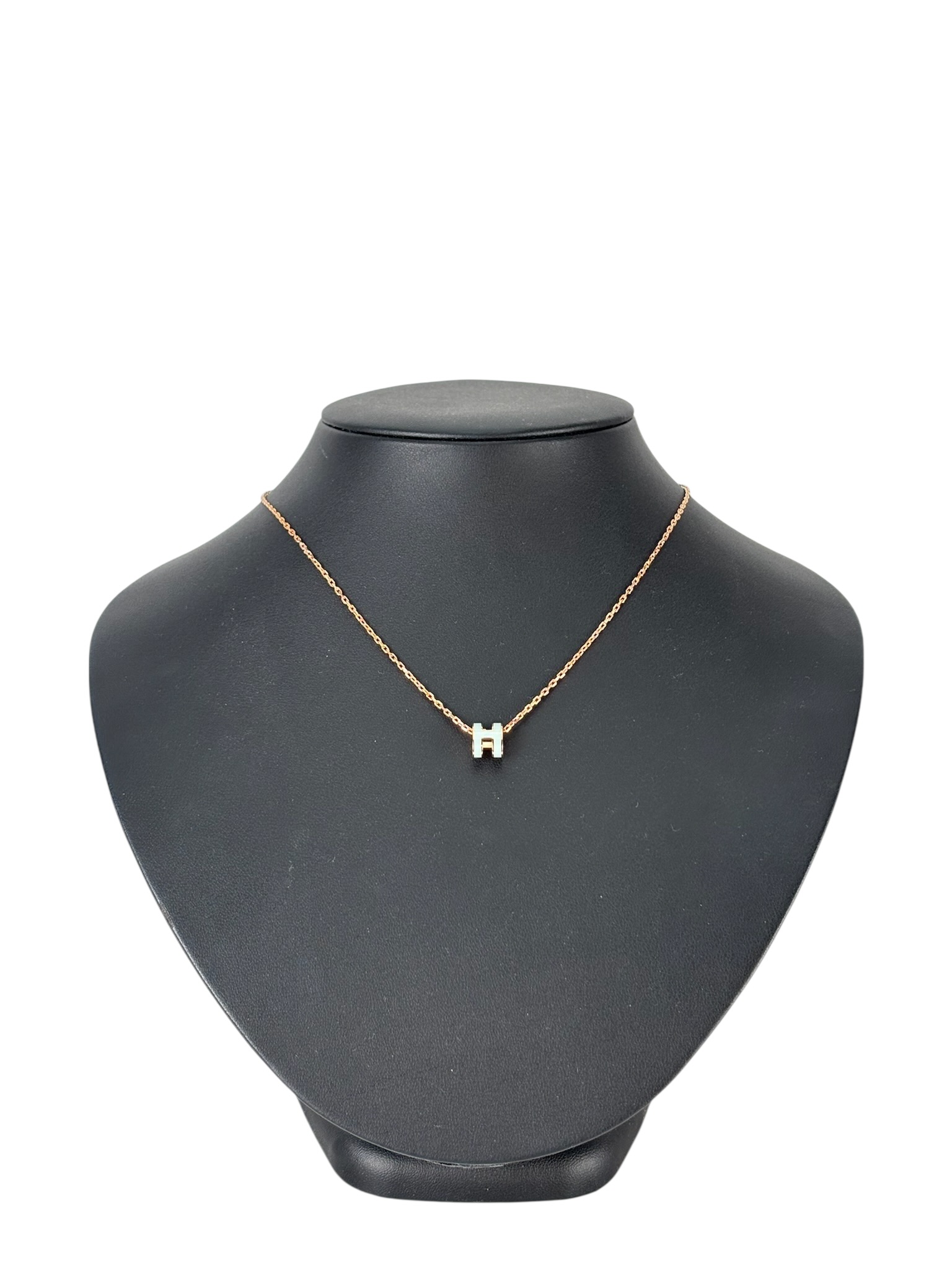 HERMES - Rose Gold Bubble Green Mini Pop H Necklace