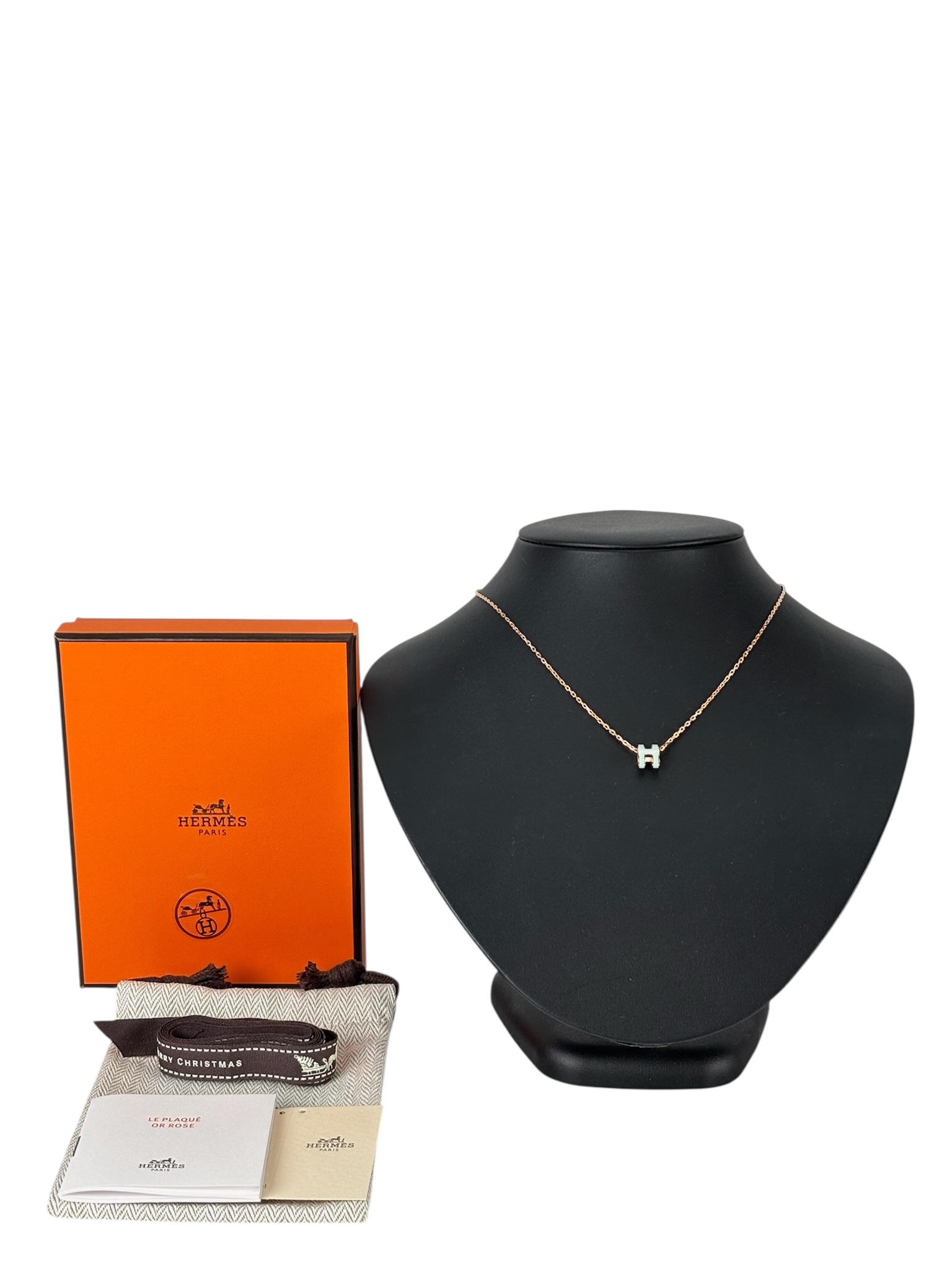 HERMES - Rose Gold Bubble Green Mini Pop H Necklace