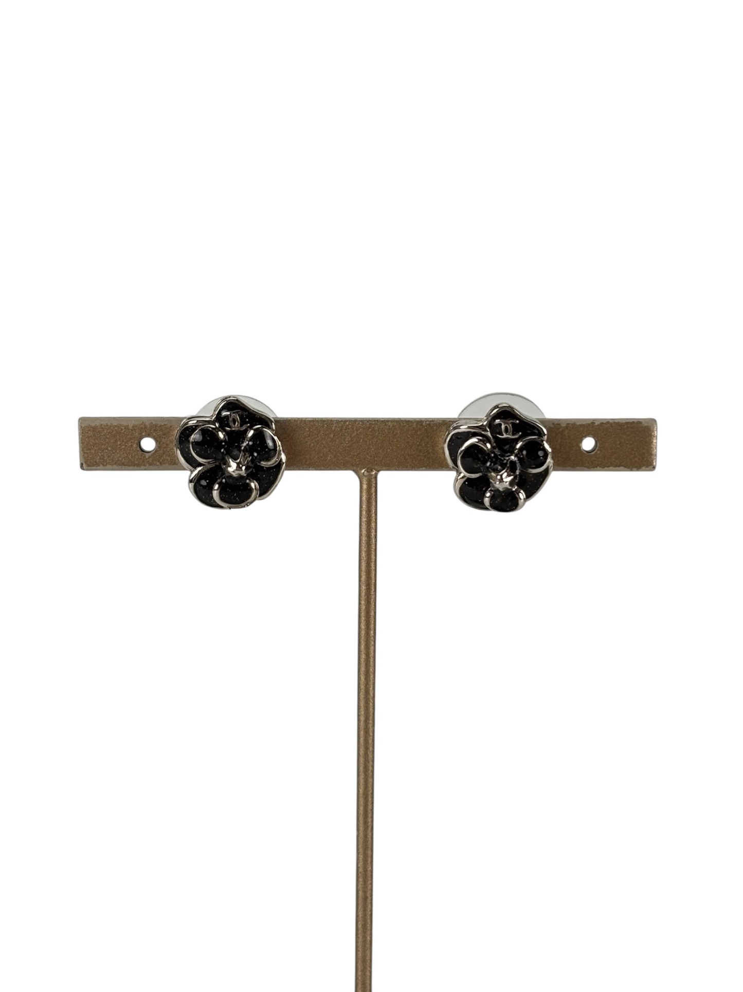 CHANEL - 08P Black Camellia Earrings