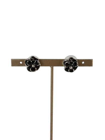 CHANEL - 08P Black Camellia Earrings