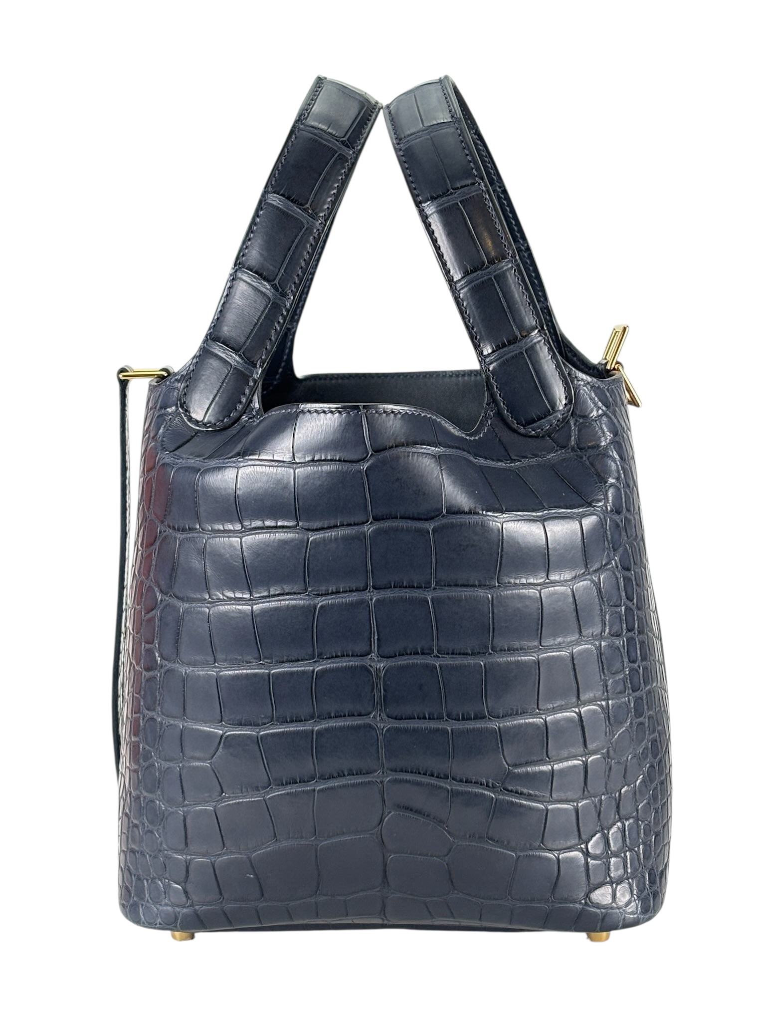 HERMES - Picotin 18 Alligator 76 Blue Indigo Gold Hardware