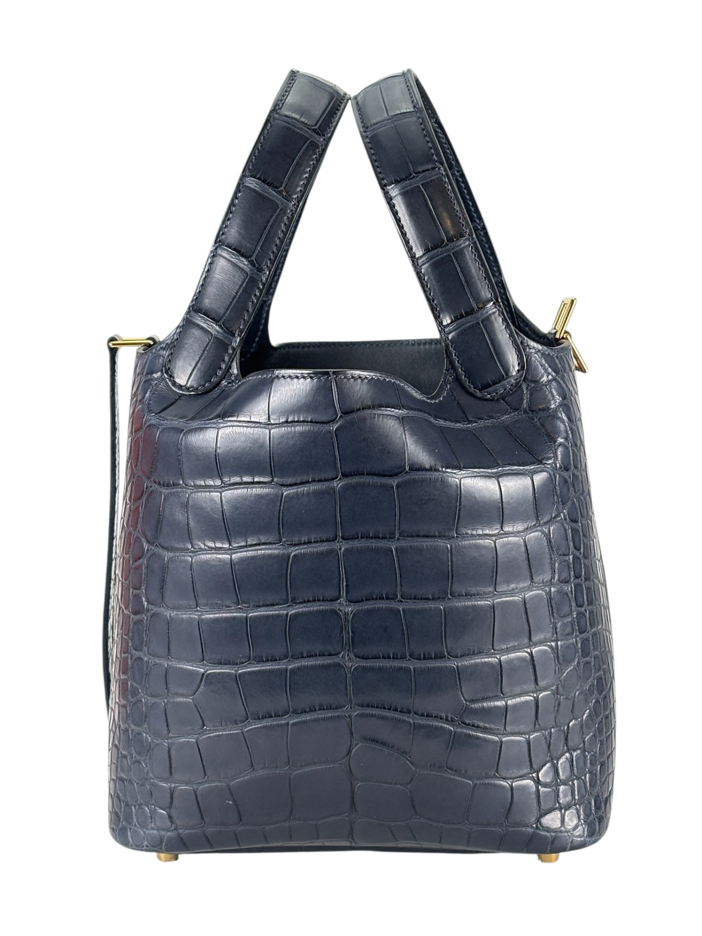HERMES - Picotin 18 Alligator 76 Blue Indigo Gold Hardware