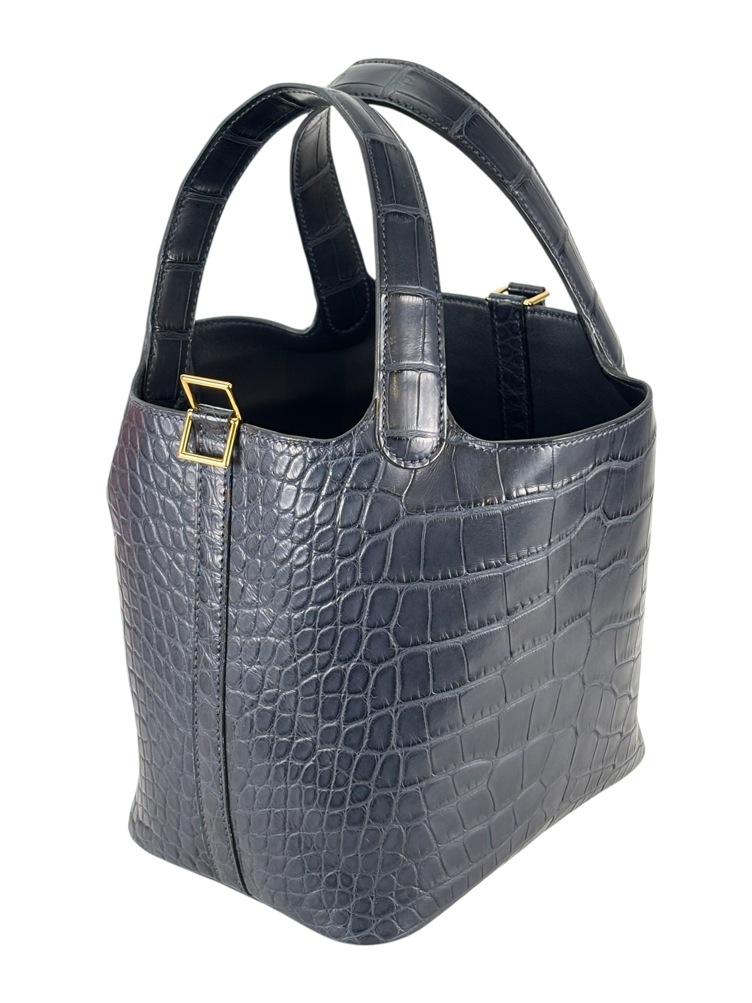 HERMES - Picotin 18 Alligator 76 Blue Indigo Gold Hardware