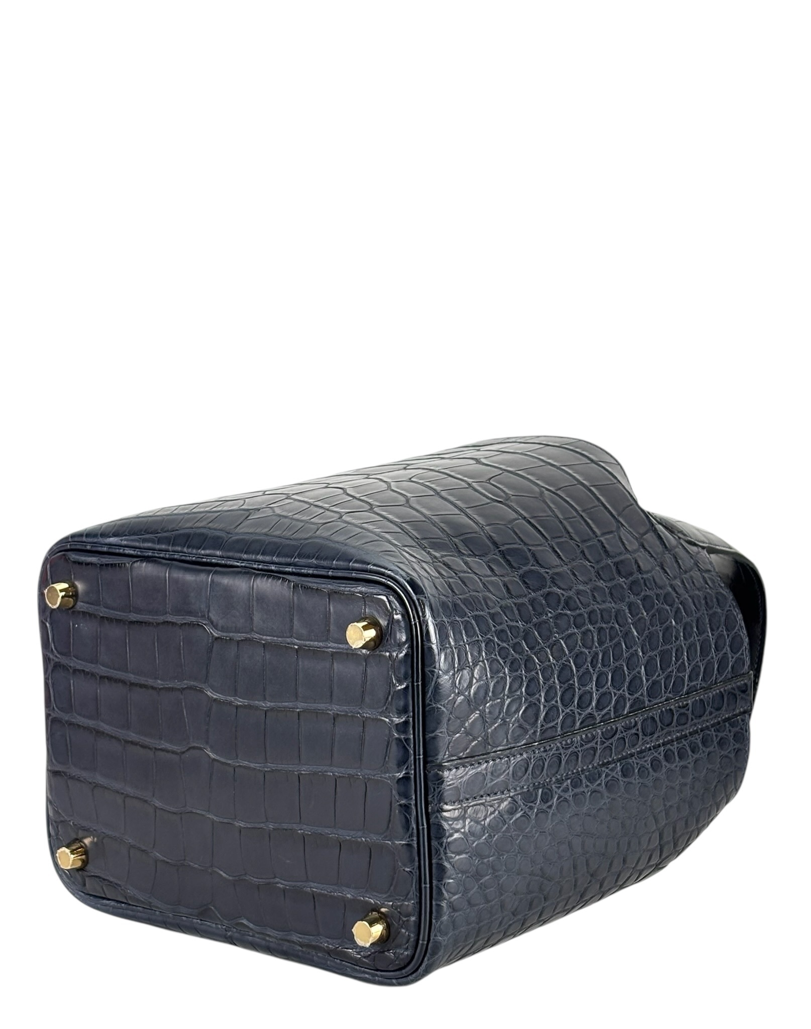 HERMES - Picotin 18 Alligator 76 Blue Indigo Gold Hardware