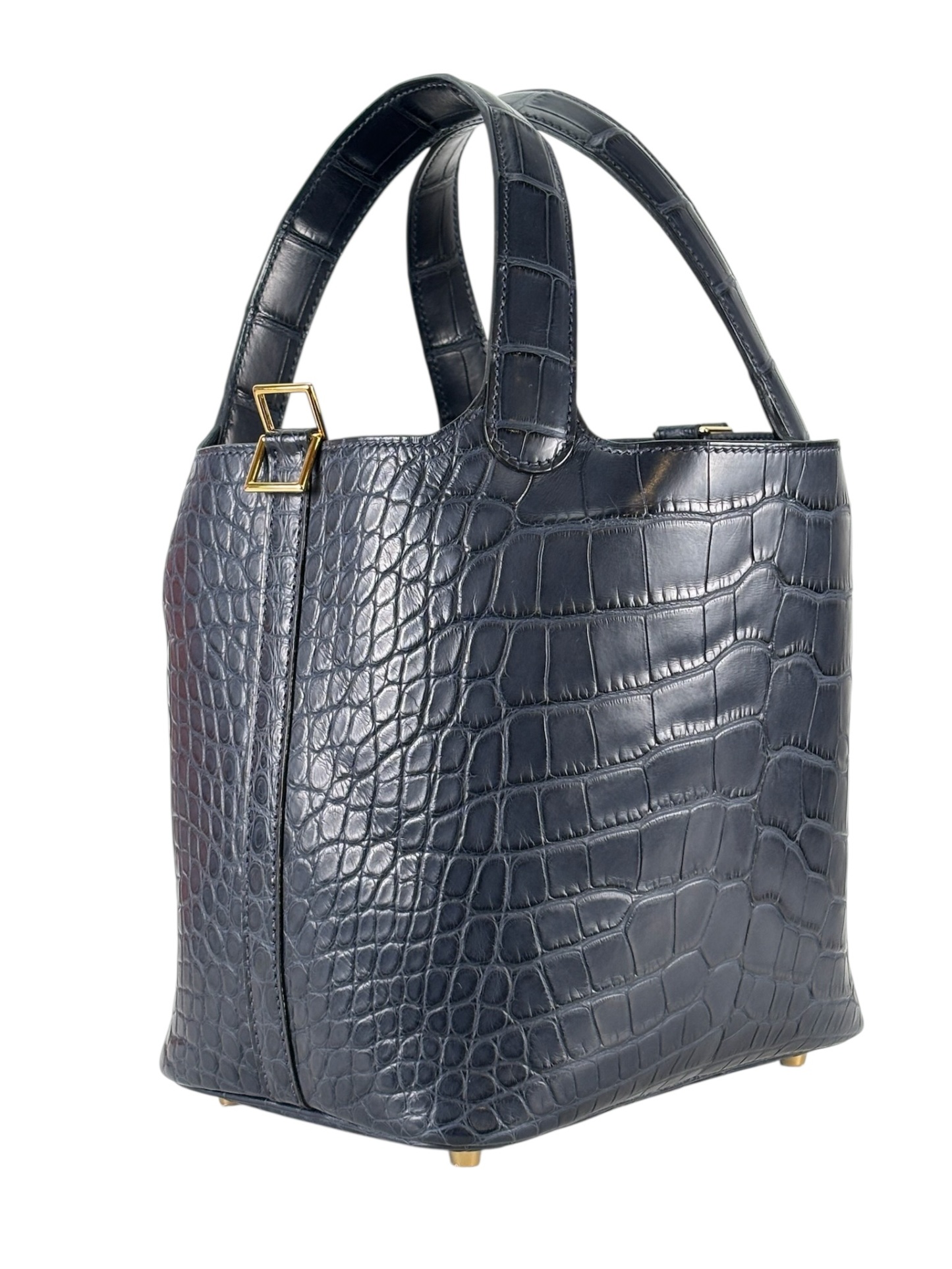 HERMES - Picotin 18 Alligator 76 Blue Indigo Gold Hardware