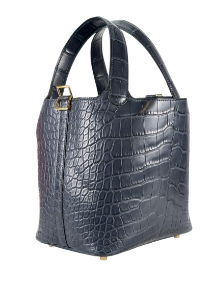 HERMES - Picotin 18 Alligator 76 Blue Indigo Gold Hardware