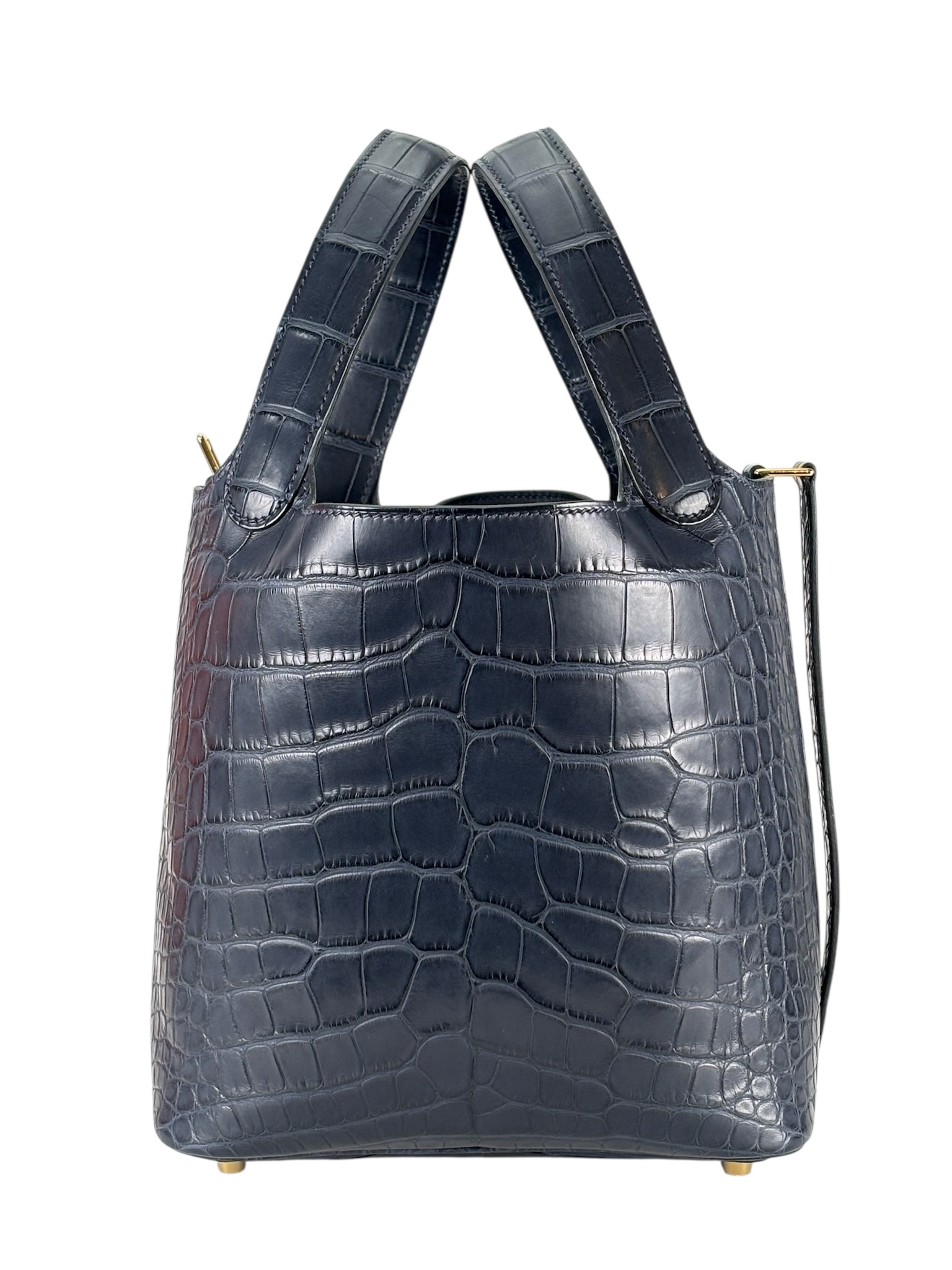 HERMES - Picotin 18 Alligator 76 Blue Indigo Gold Hardware