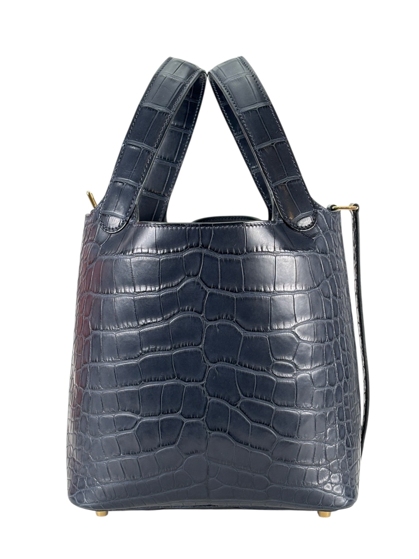 HERMES - Picotin 18 Alligator 76 Blue Indigo Gold Hardware