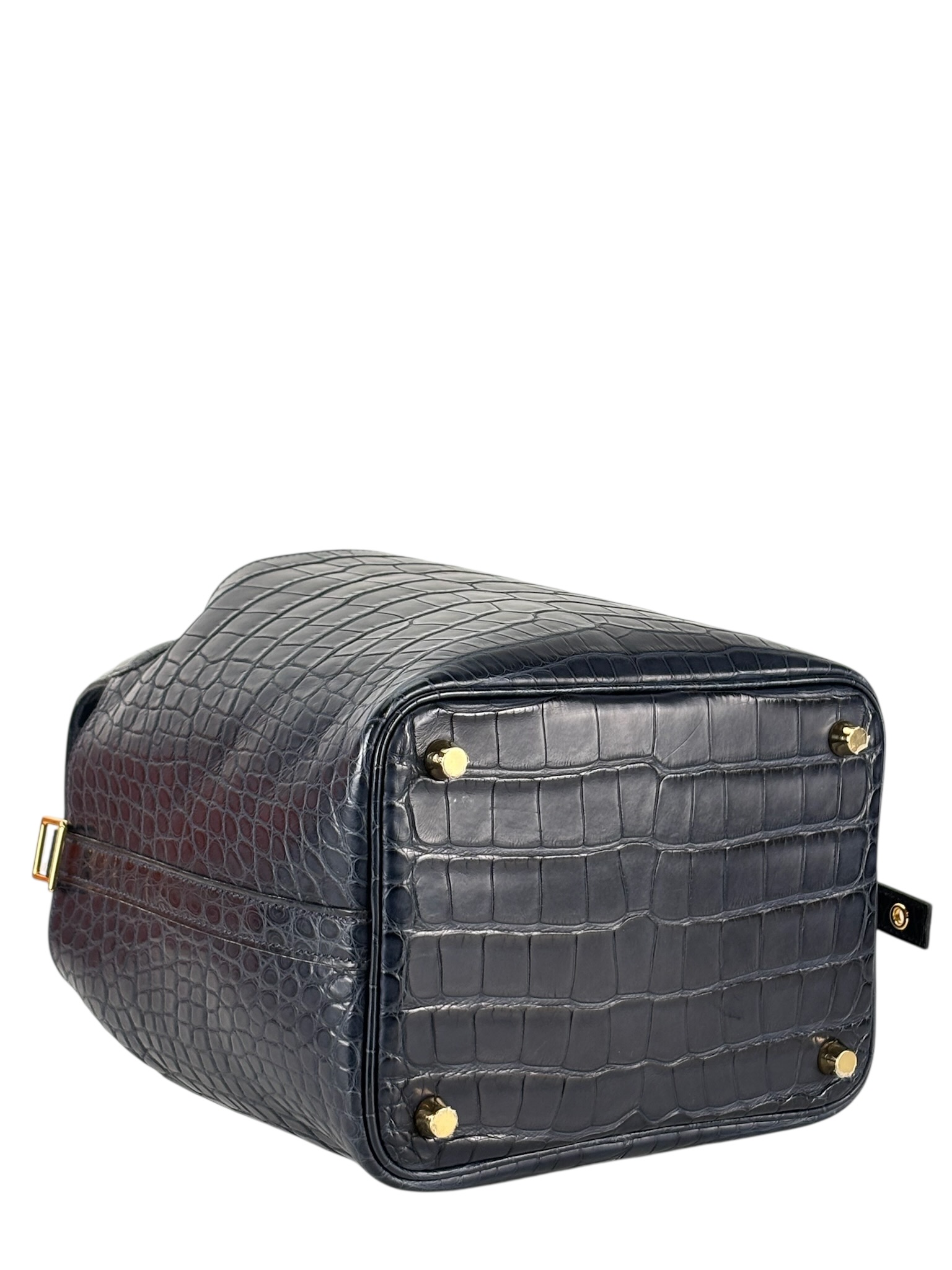 HERMES - Picotin 18 Alligator 76 Blue Indigo Gold Hardware