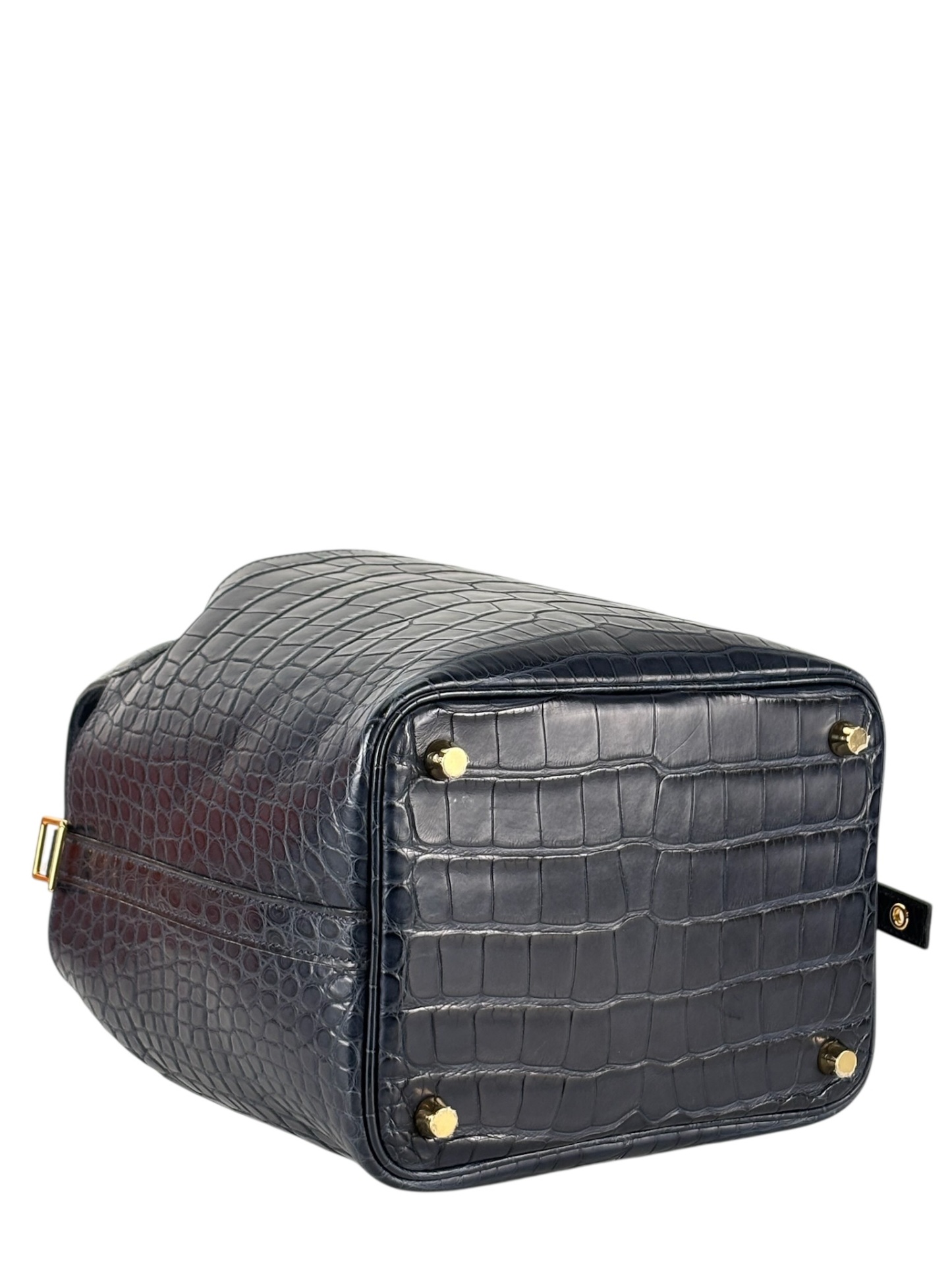 HERMES - Picotin 18 Alligator 76 Blue Indigo Gold Hardware