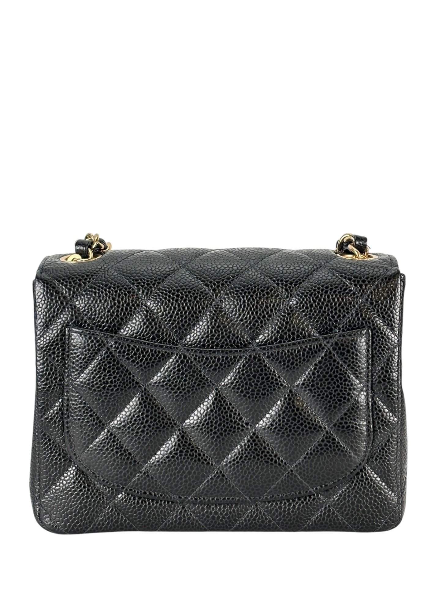 CHANEL - Black Caviar Mini Classic Square Flap Shoulder Bag 17