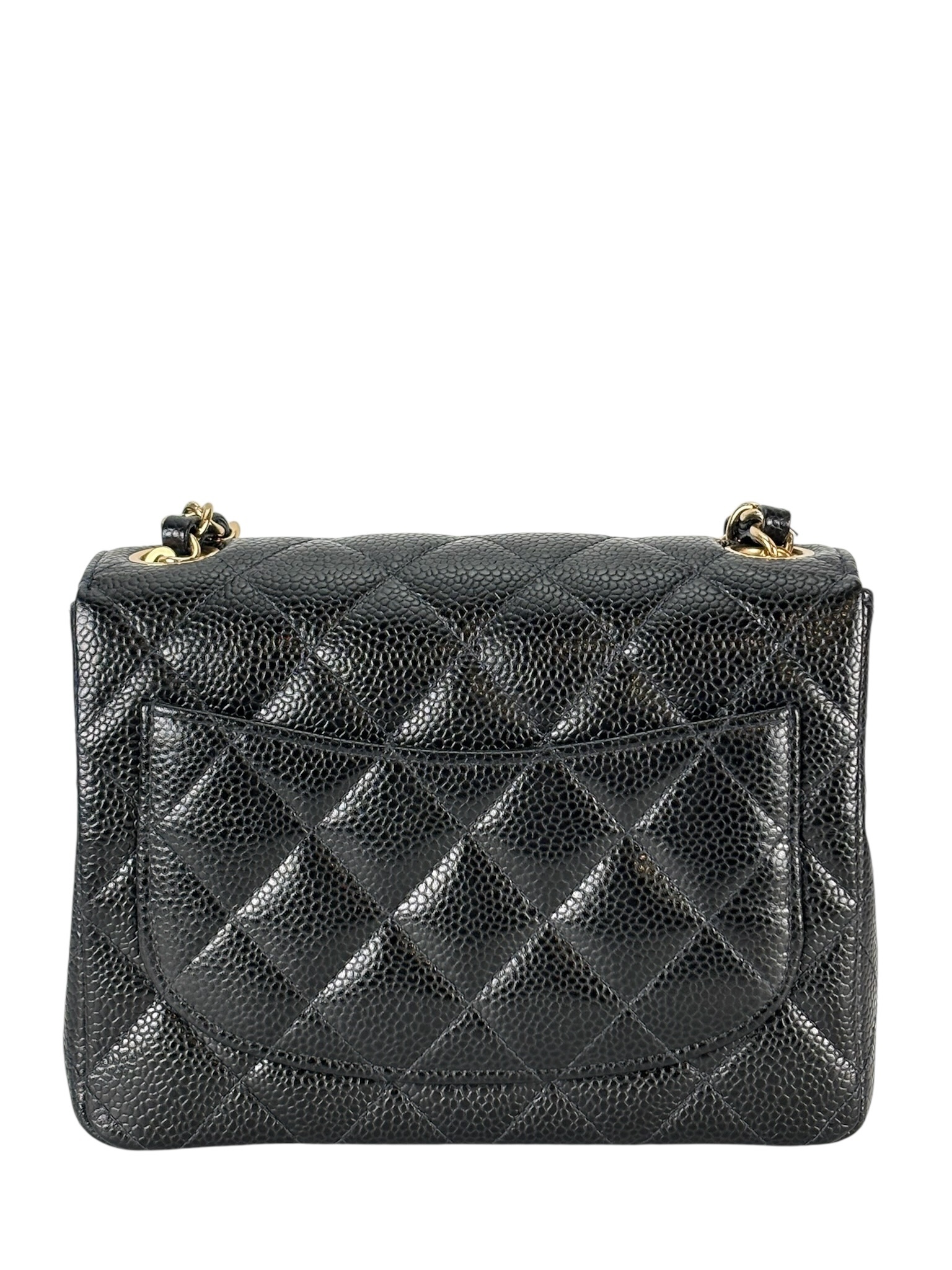 CHANEL - Black Caviar Mini Classic Square Flap Shoulder Bag 17