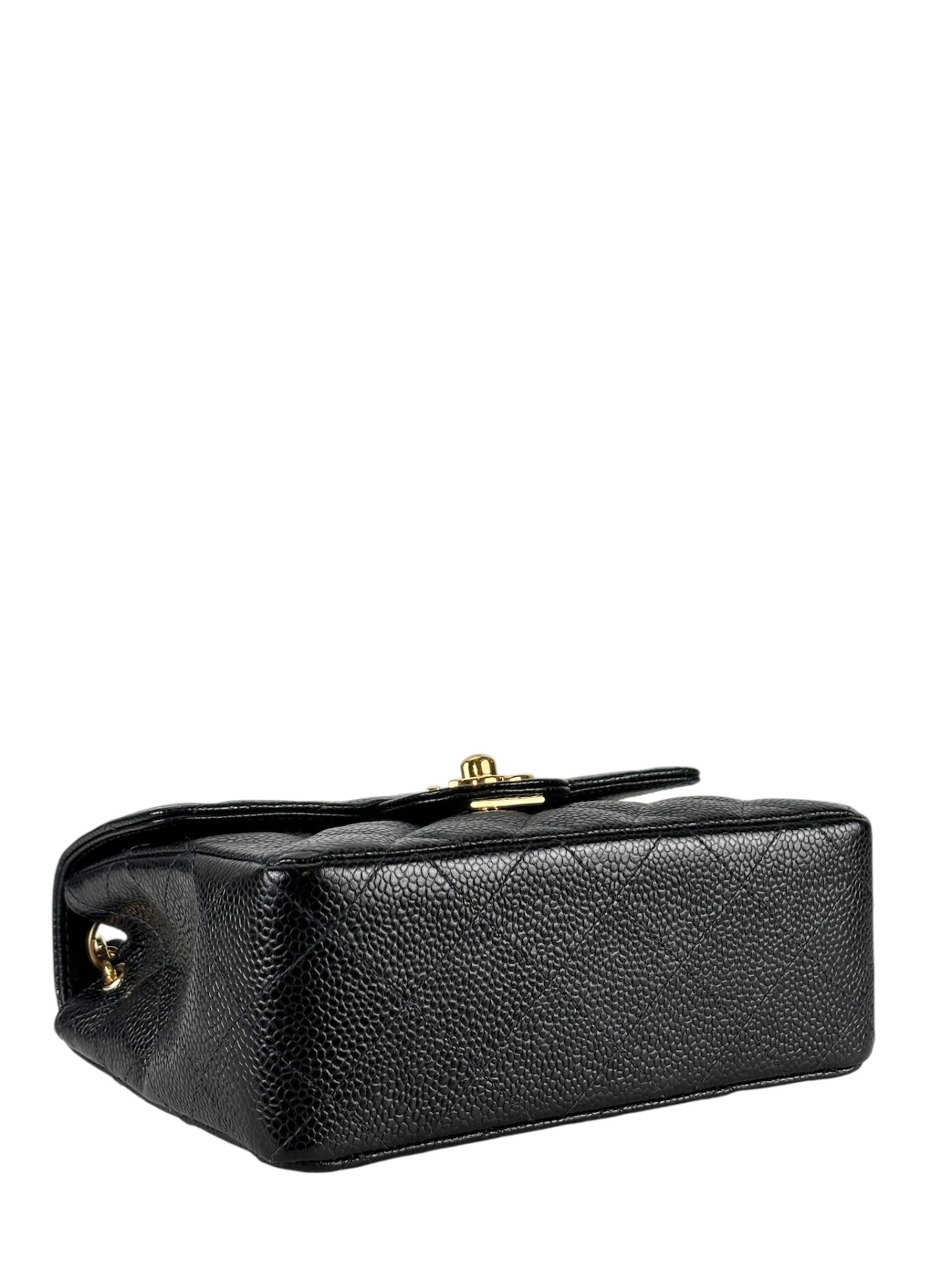 CHANEL - Black Caviar Mini Classic Square Flap Shoulder Bag 17