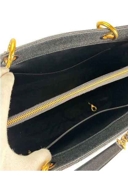 CHANEL - Black Caviar Quilted Grand Shopping Tote GST Gold Hardware