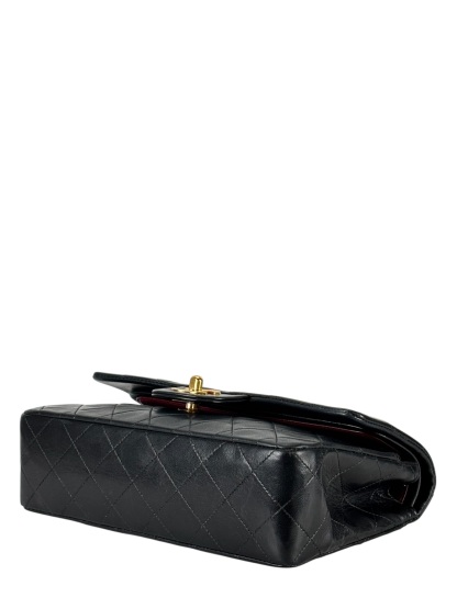 CHANEL -  Black Lambskin Double Flap Crossbody  Medium Timeless Flap Chain Shoulder Bag