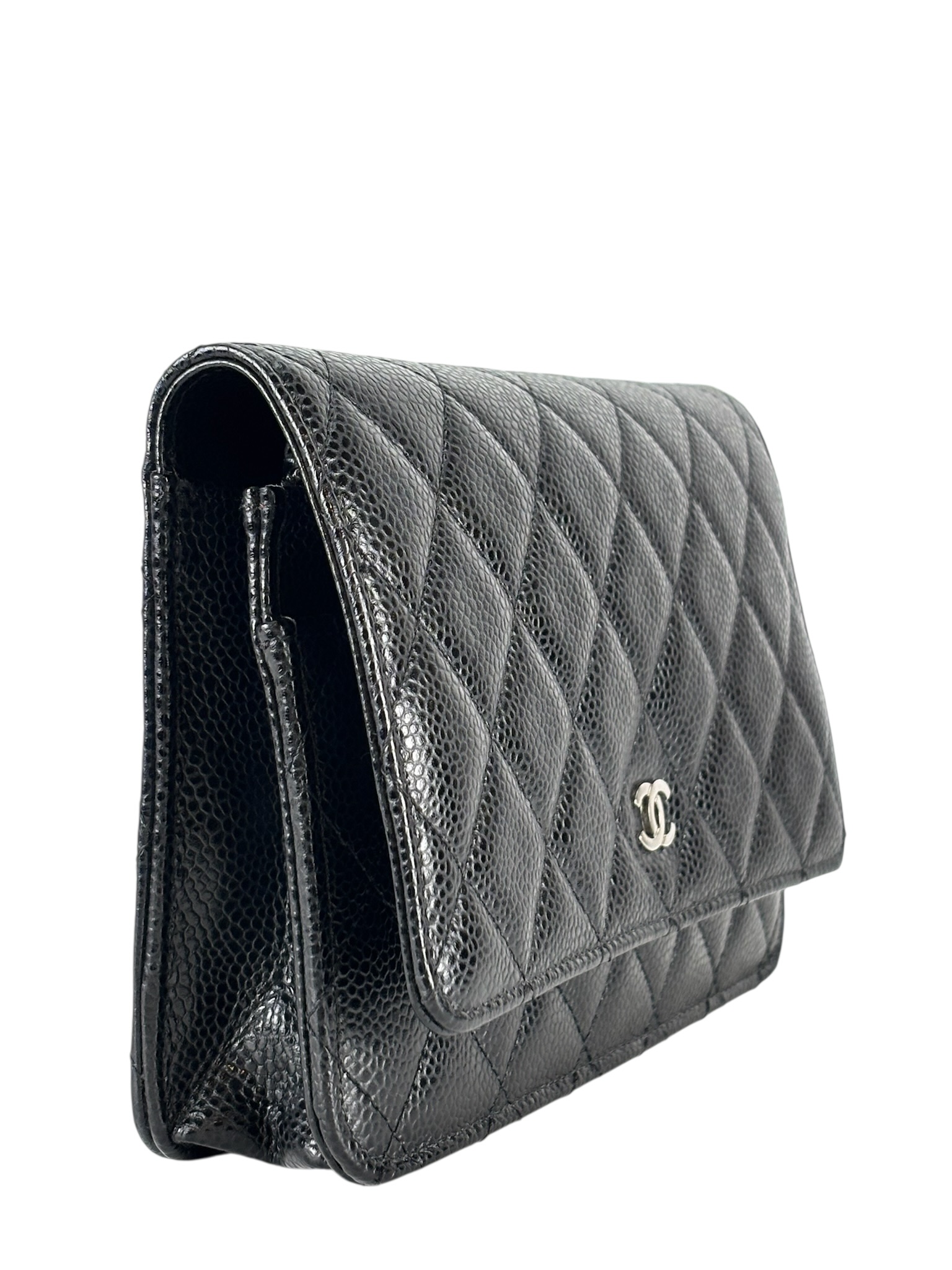 CHANEL - Black Caviar Wallet On Chain Silver-Tone Metal (WOC)