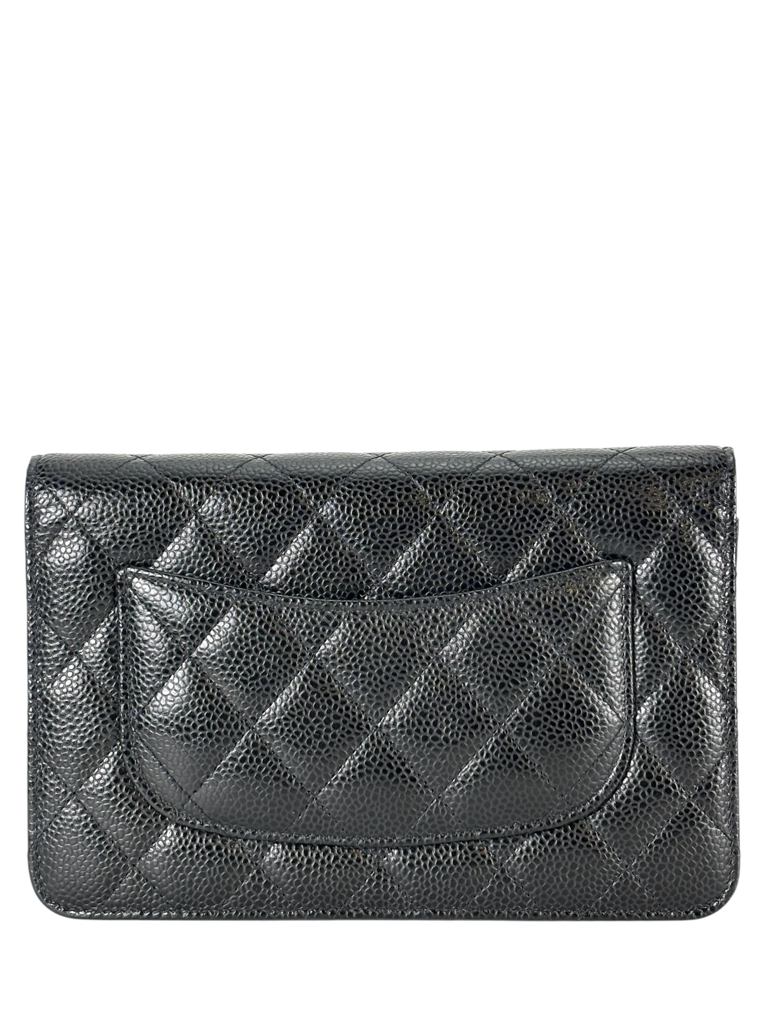CHANEL - Black Caviar Wallet On Chain Silver-Tone Metal (WOC)