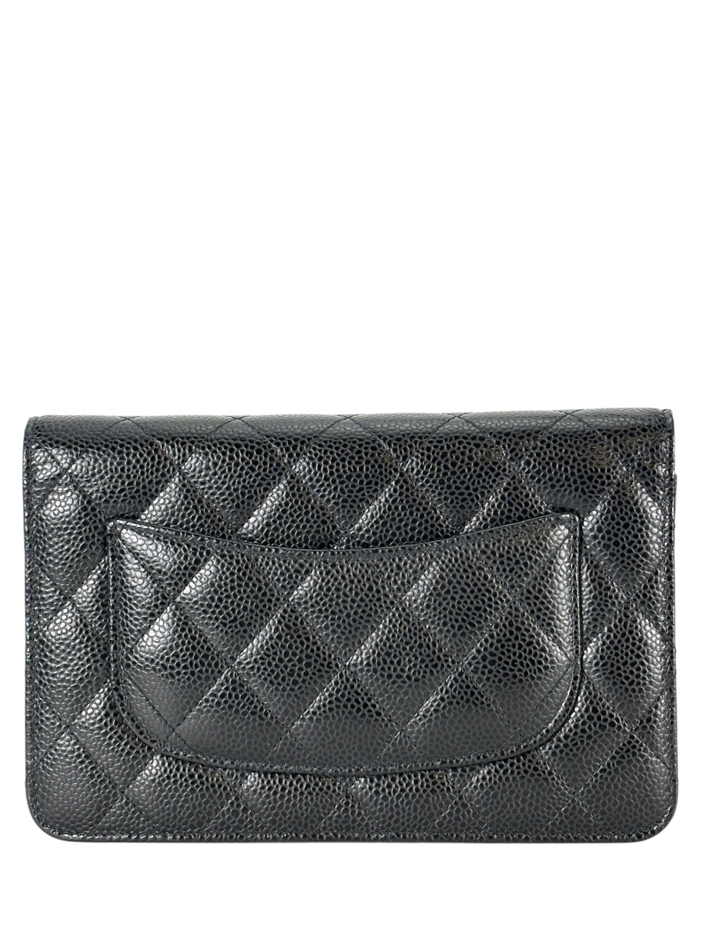 CHANEL - Black Caviar Wallet On Chain Silver-Tone Metal (WOC)
