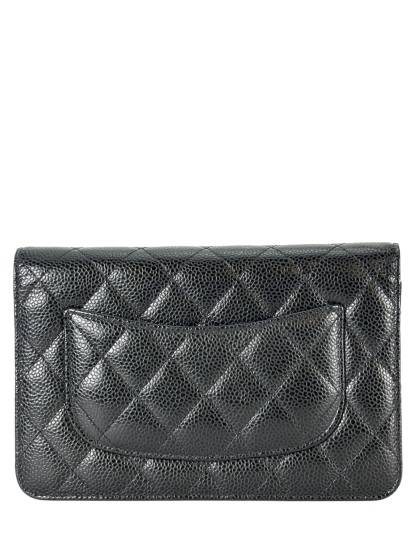 CHANEL - Black Caviar Wallet On Chain Silver-Tone Metal (WOC)