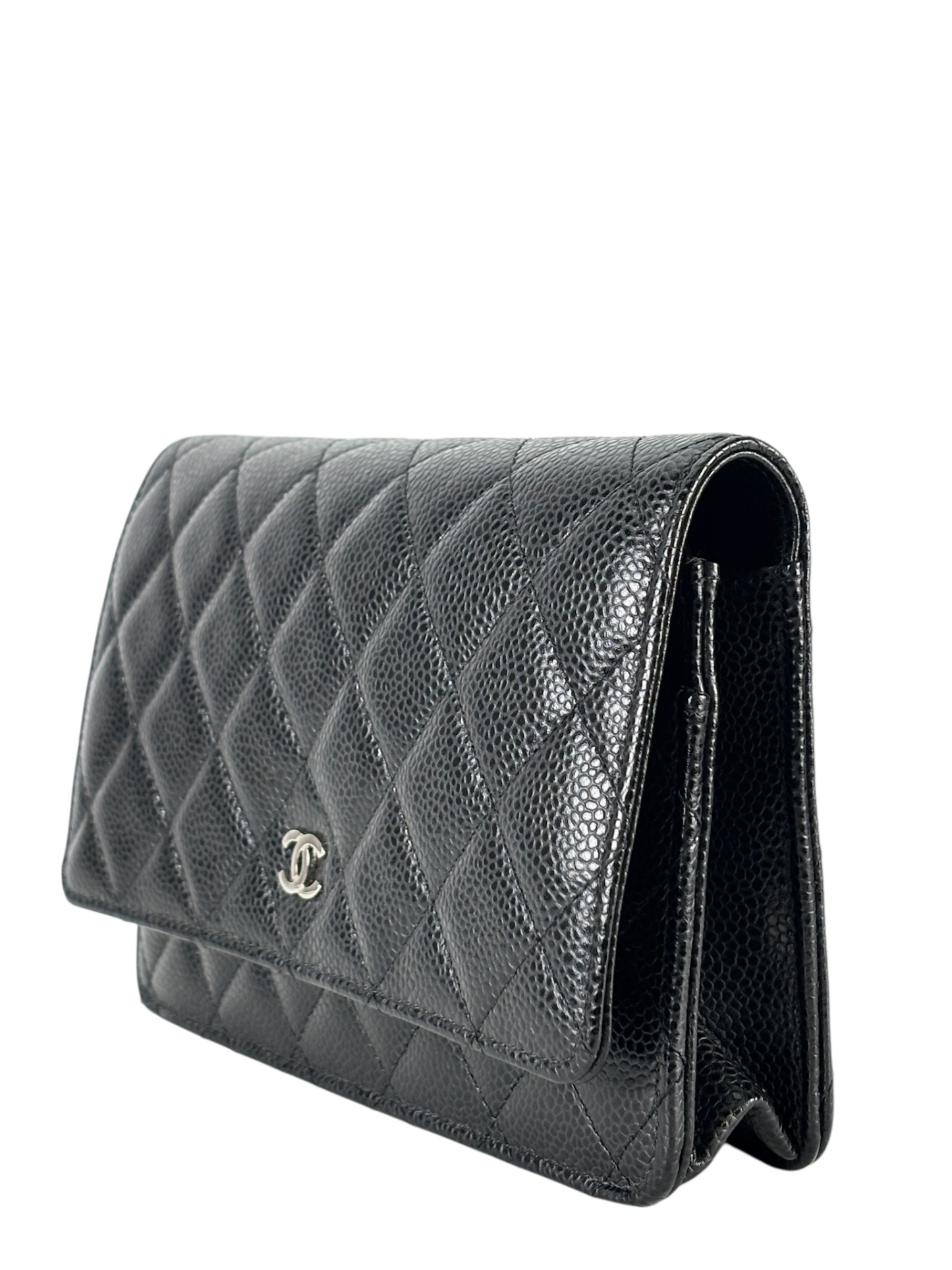 CHANEL - Black Caviar Wallet On Chain Silver-Tone Metal (WOC)
