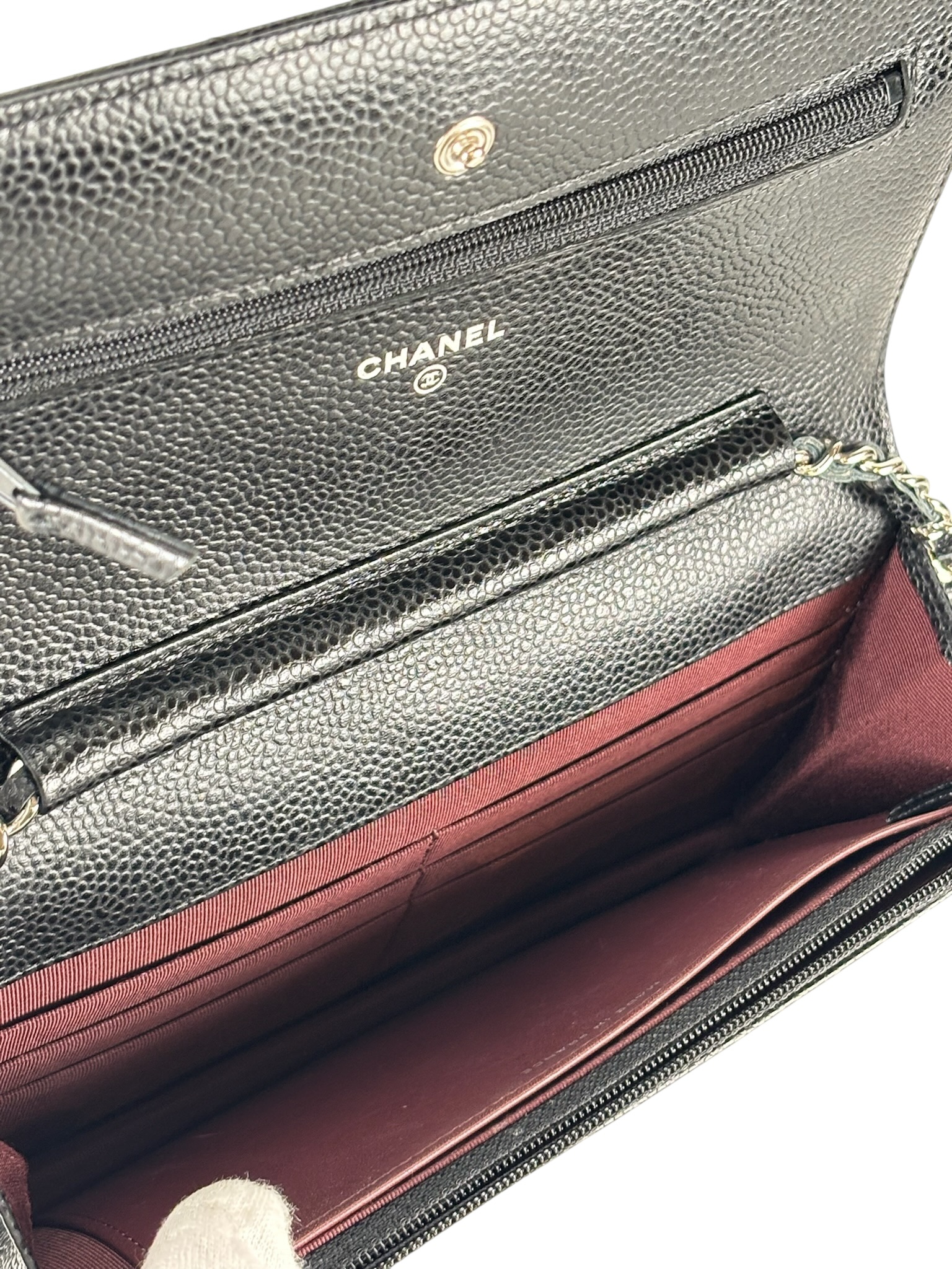 CHANEL - Black Caviar Wallet On Chain Silver-Tone Metal (WOC)