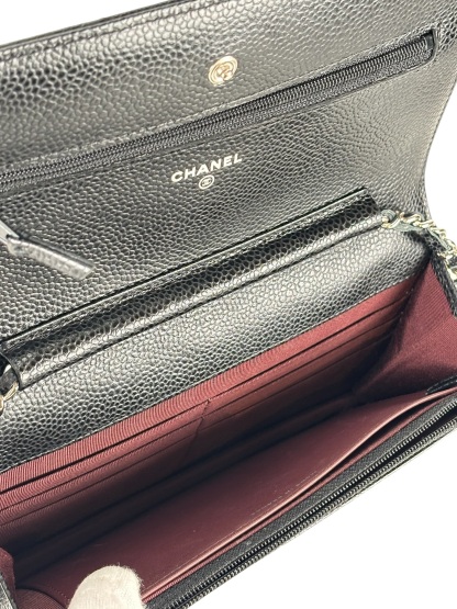 CHANEL - Black Caviar Wallet On Chain Silver-Tone Metal (WOC)