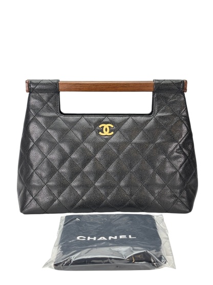 CHANEL - Black Caviar Wood Top Handle Bag