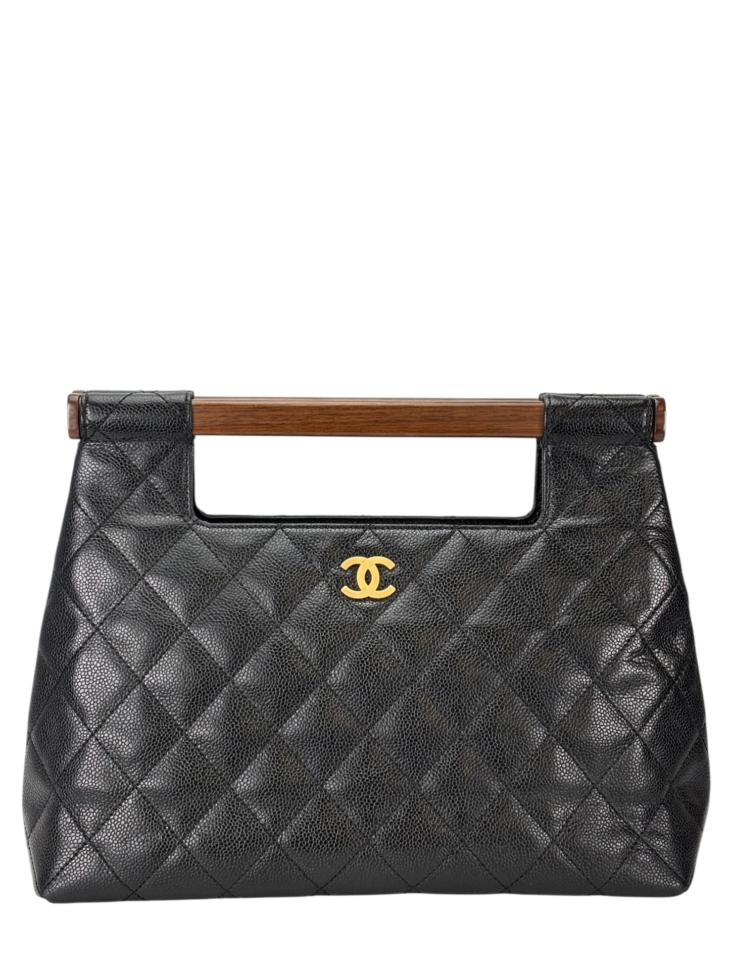 CHANEL - Black Caviar Wood Top Handle Bag