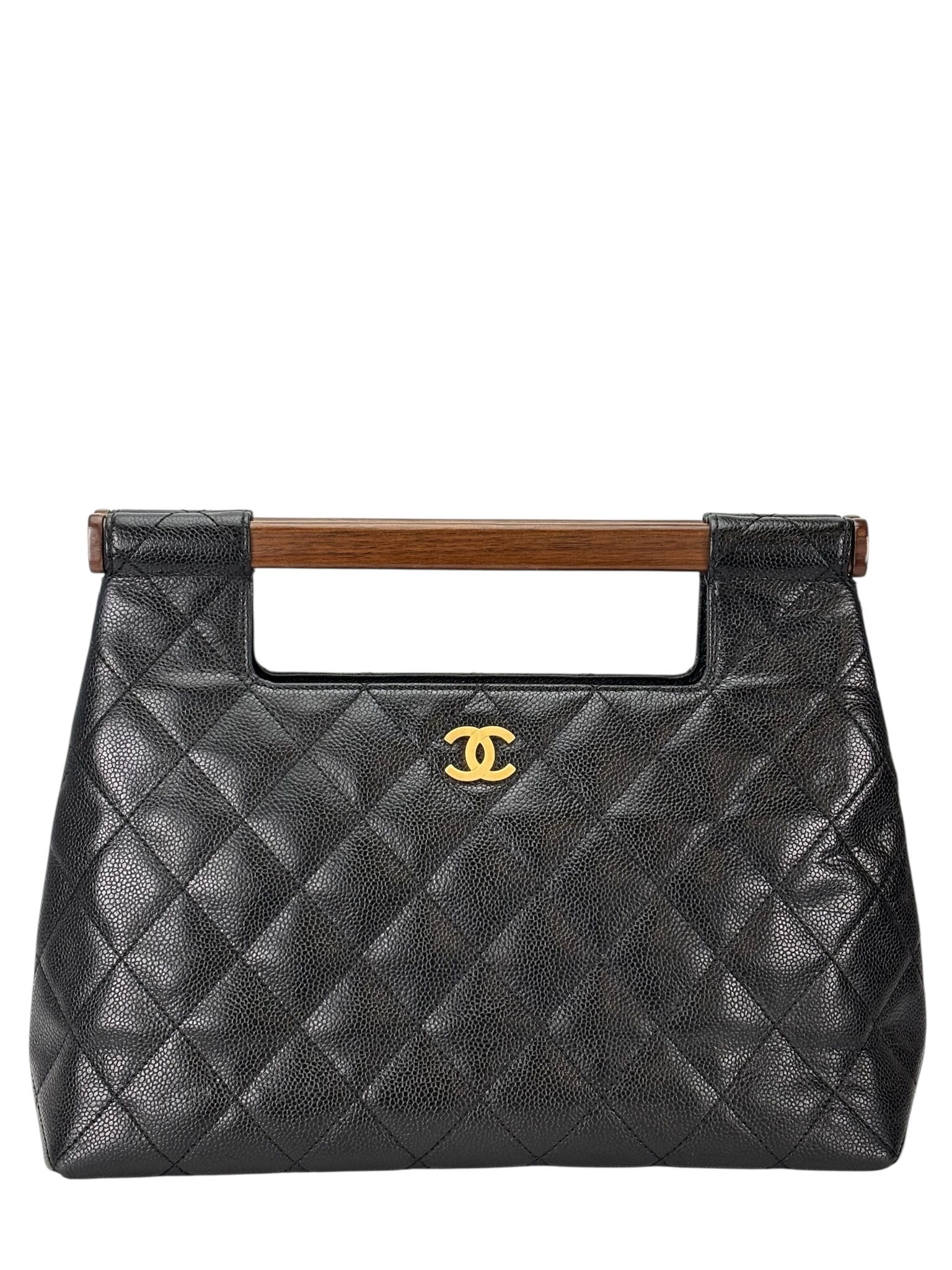 CHANEL - Black Caviar Wood Top Handle Bag