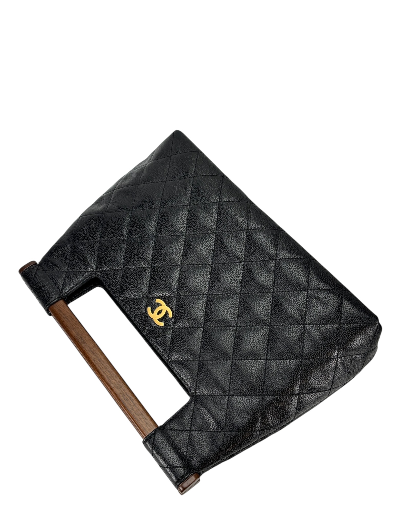 CHANEL - Black Caviar Wood Top Handle Bag