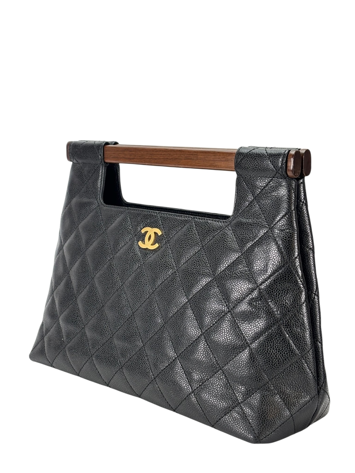 CHANEL - Black Caviar Wood Top Handle Bag