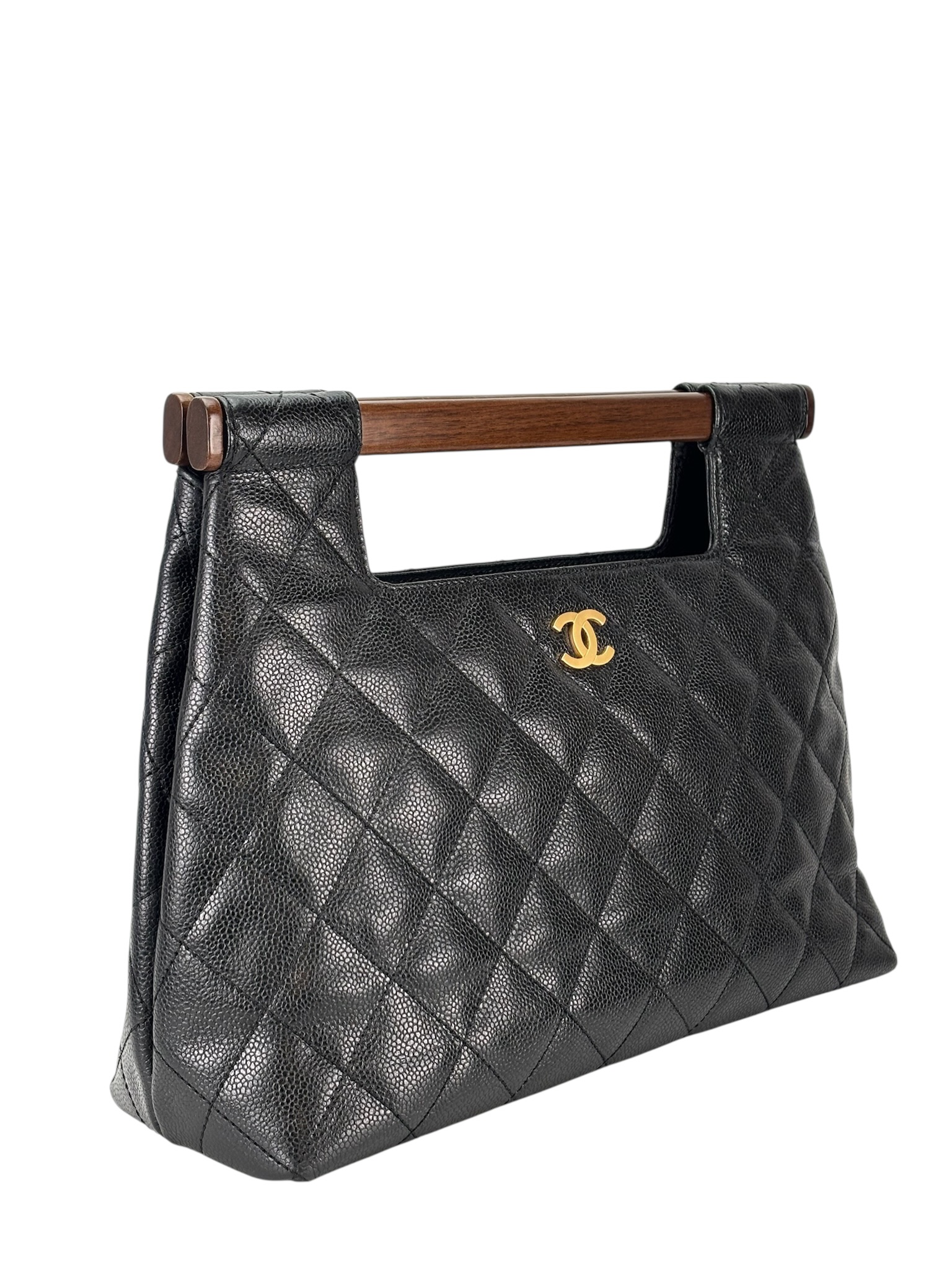 CHANEL - Black Caviar Wood Top Handle Bag