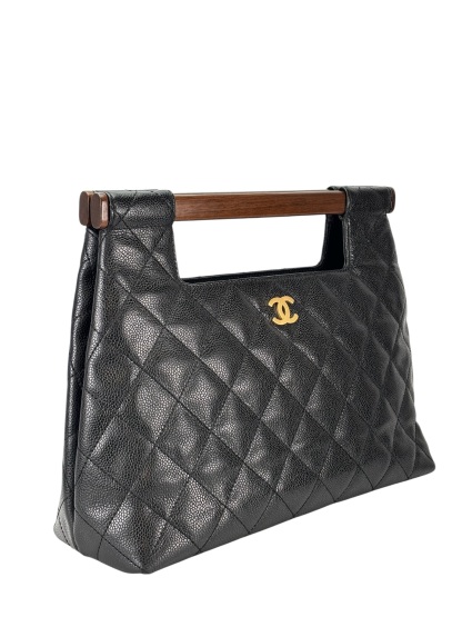 CHANEL - Black Caviar Wood Top Handle Bag