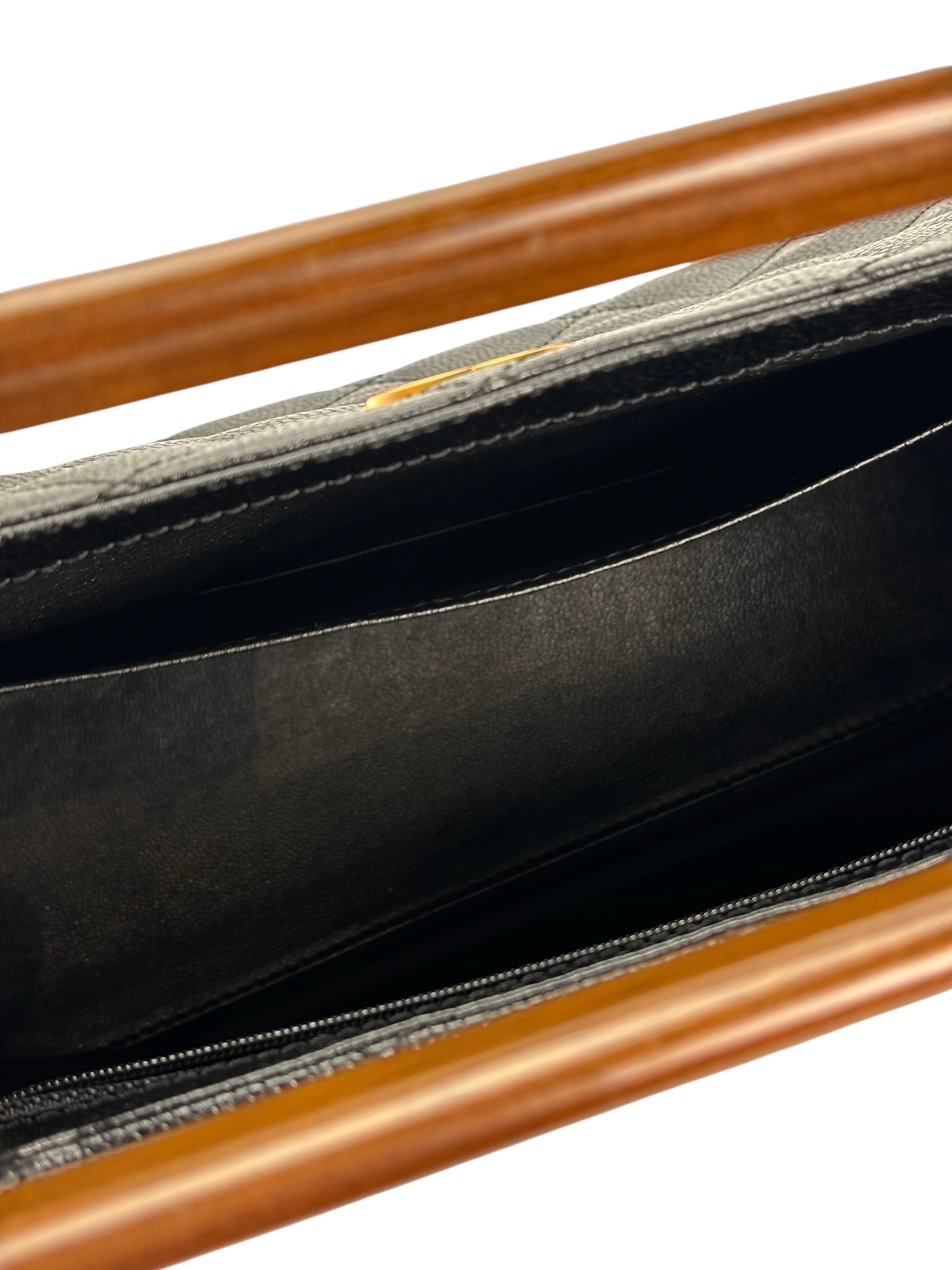 CHANEL - Black Caviar Wood Top Handle Bag