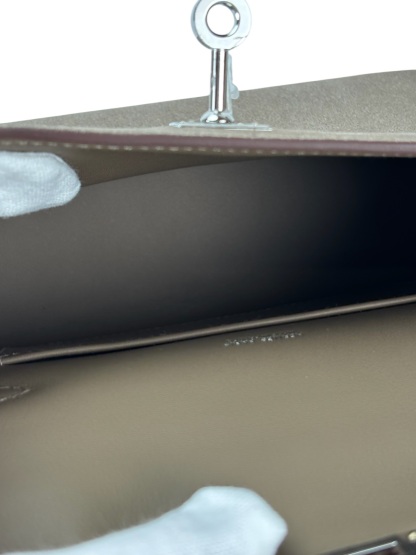 HERMES - Mini Kelly 18 Grizzly Swift Mouton Shearling Gris Caillou Ecru Etoupe Palladium Hardware