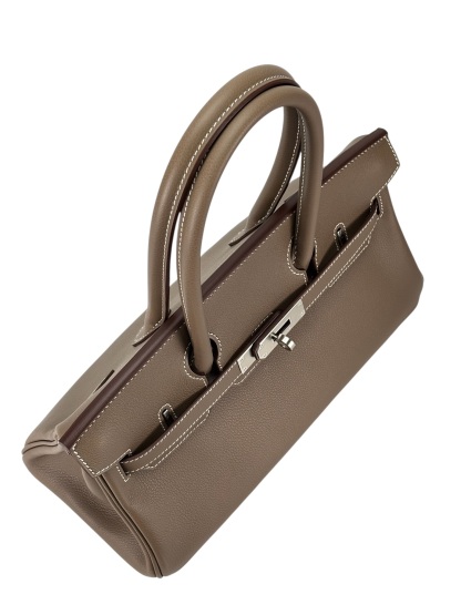 HERMES - Shoulder Birkin Etoupe Evercolor Palladium Hardware