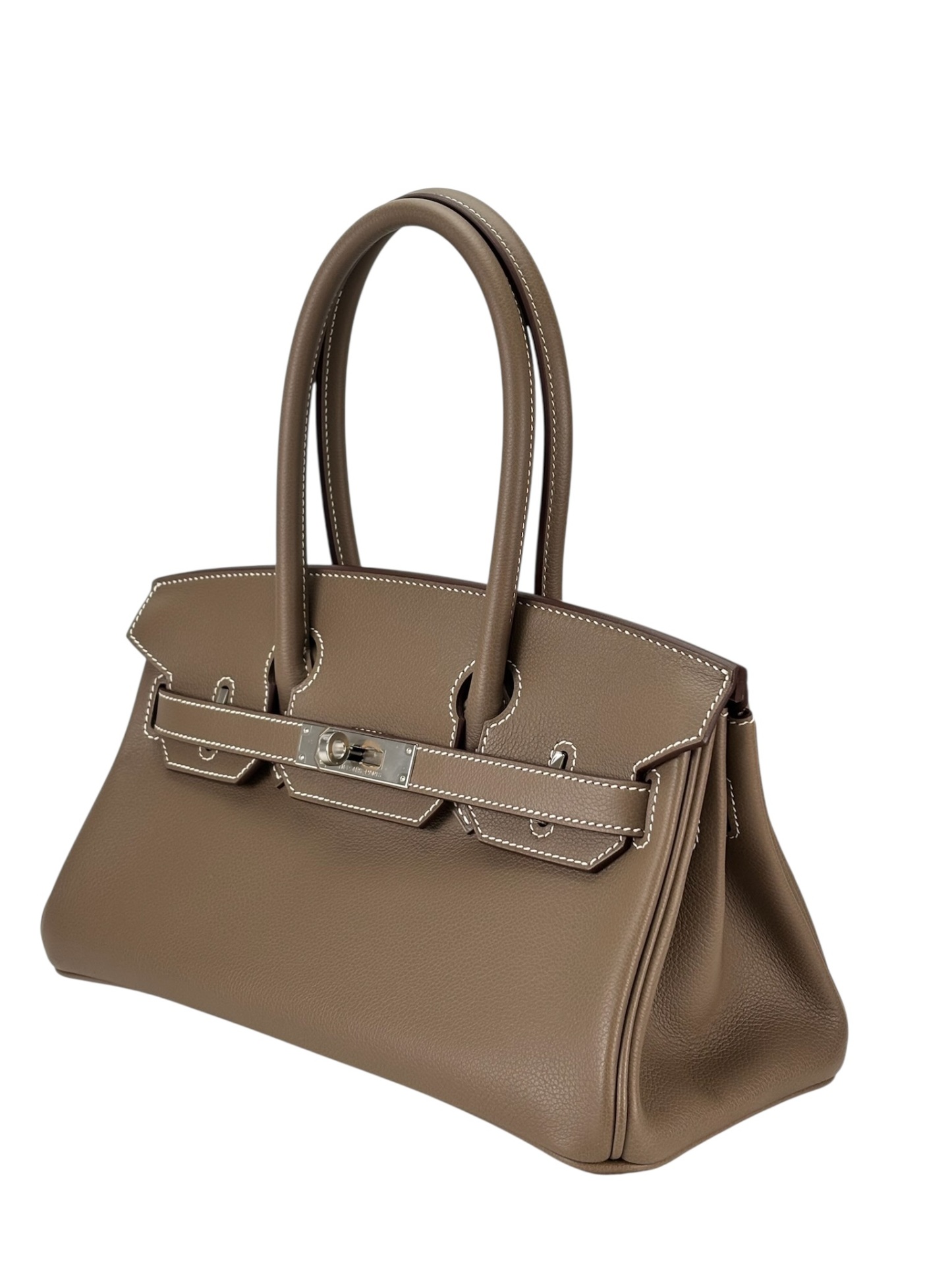 HERMES - Shoulder Birkin Etoupe Evercolor Palladium Hardware