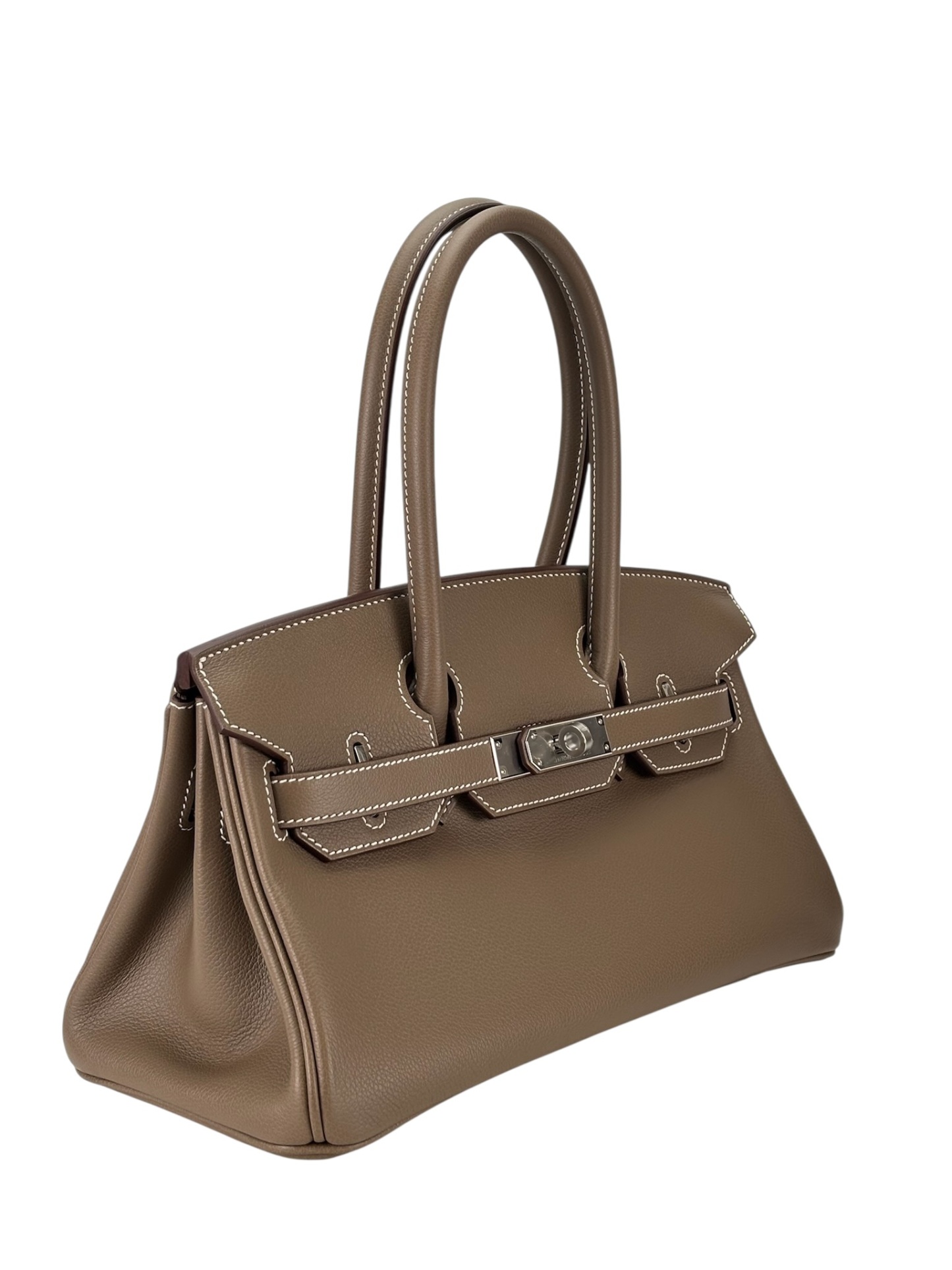 HERMES - Shoulder Birkin Etoupe Evercolor Palladium Hardware