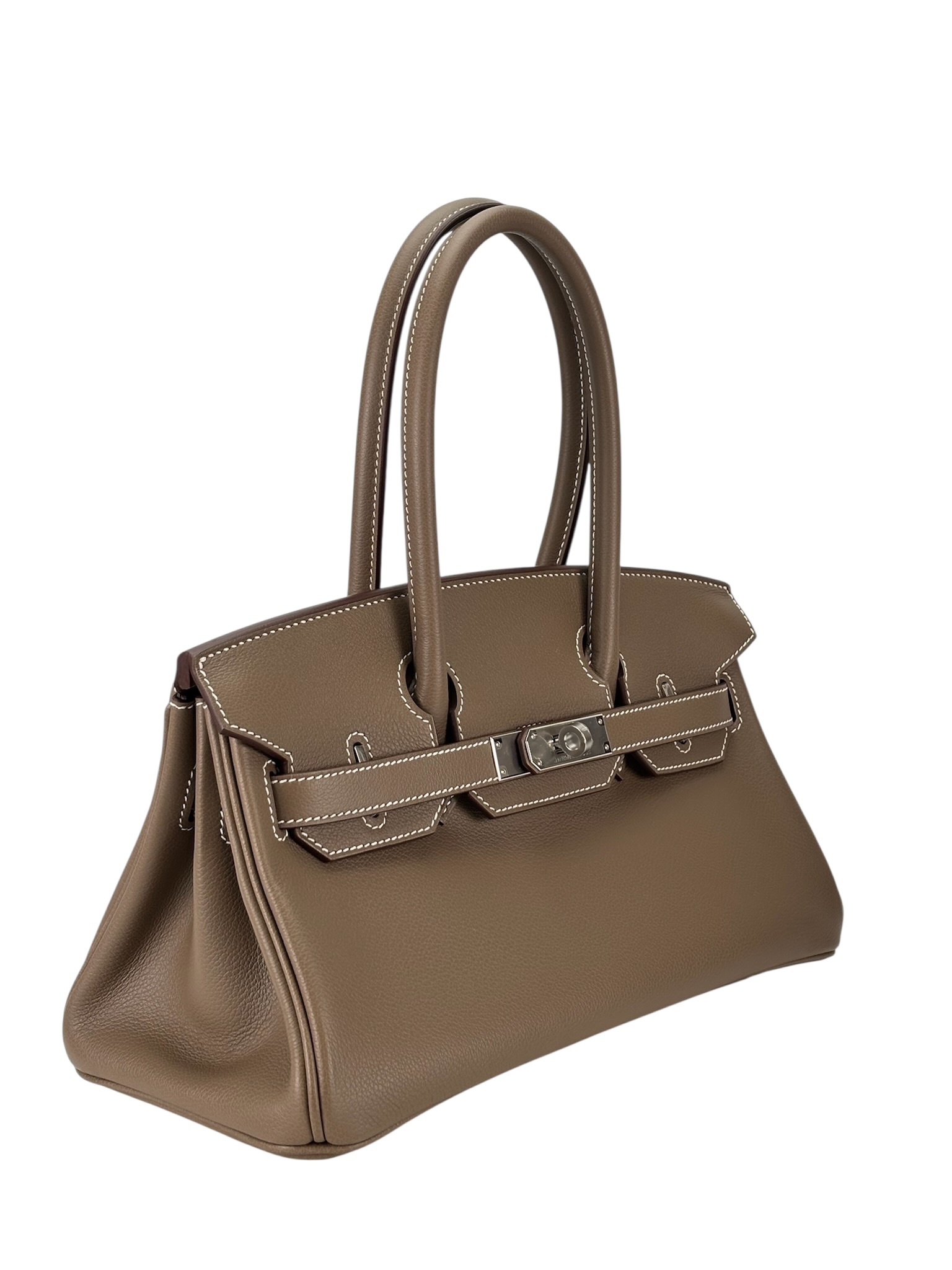HERMES - Shoulder Birkin Etoupe Evercolor Palladium Hardware