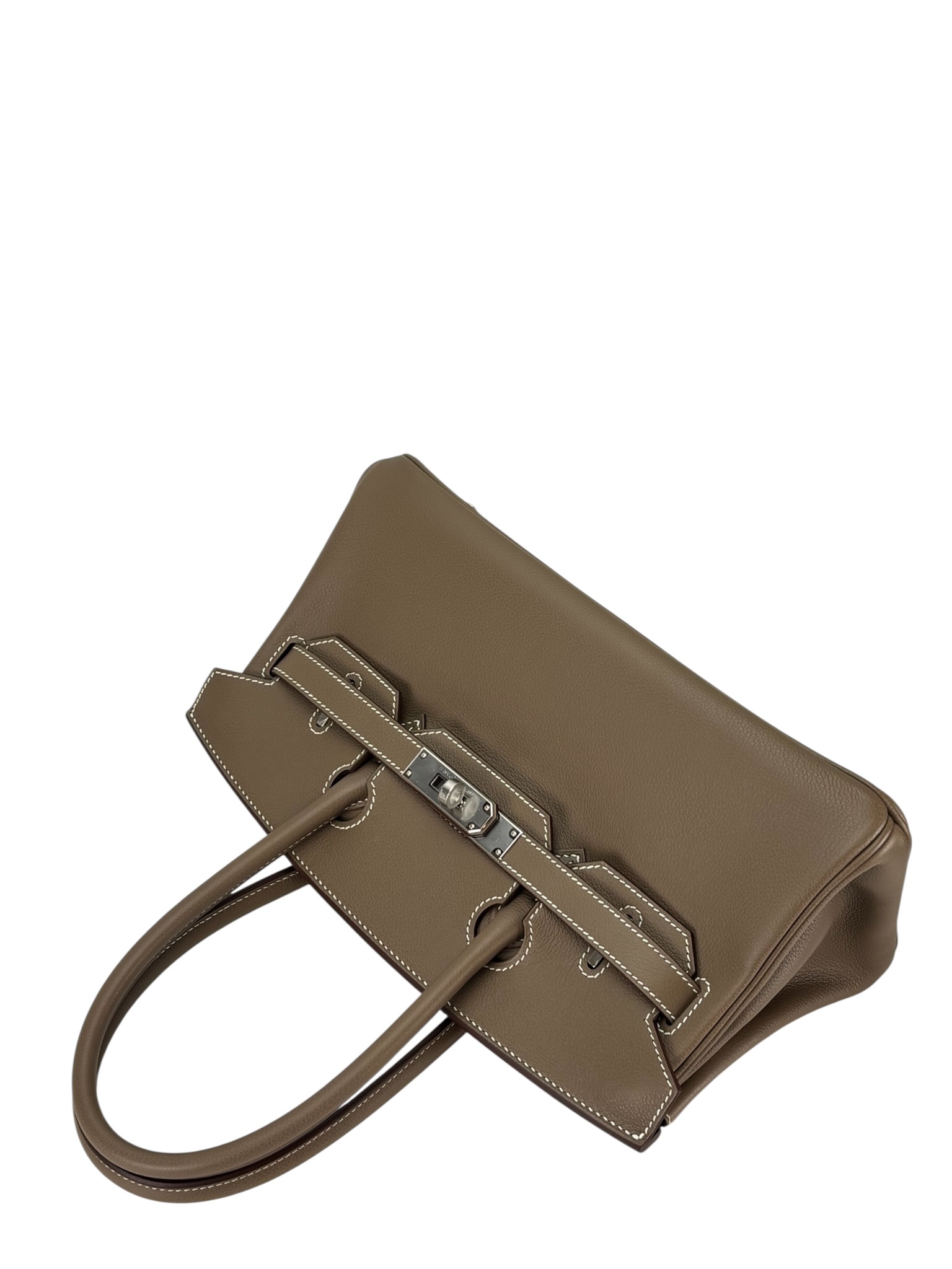 HERMES - Shoulder Birkin Etoupe Evercolor Palladium Hardware