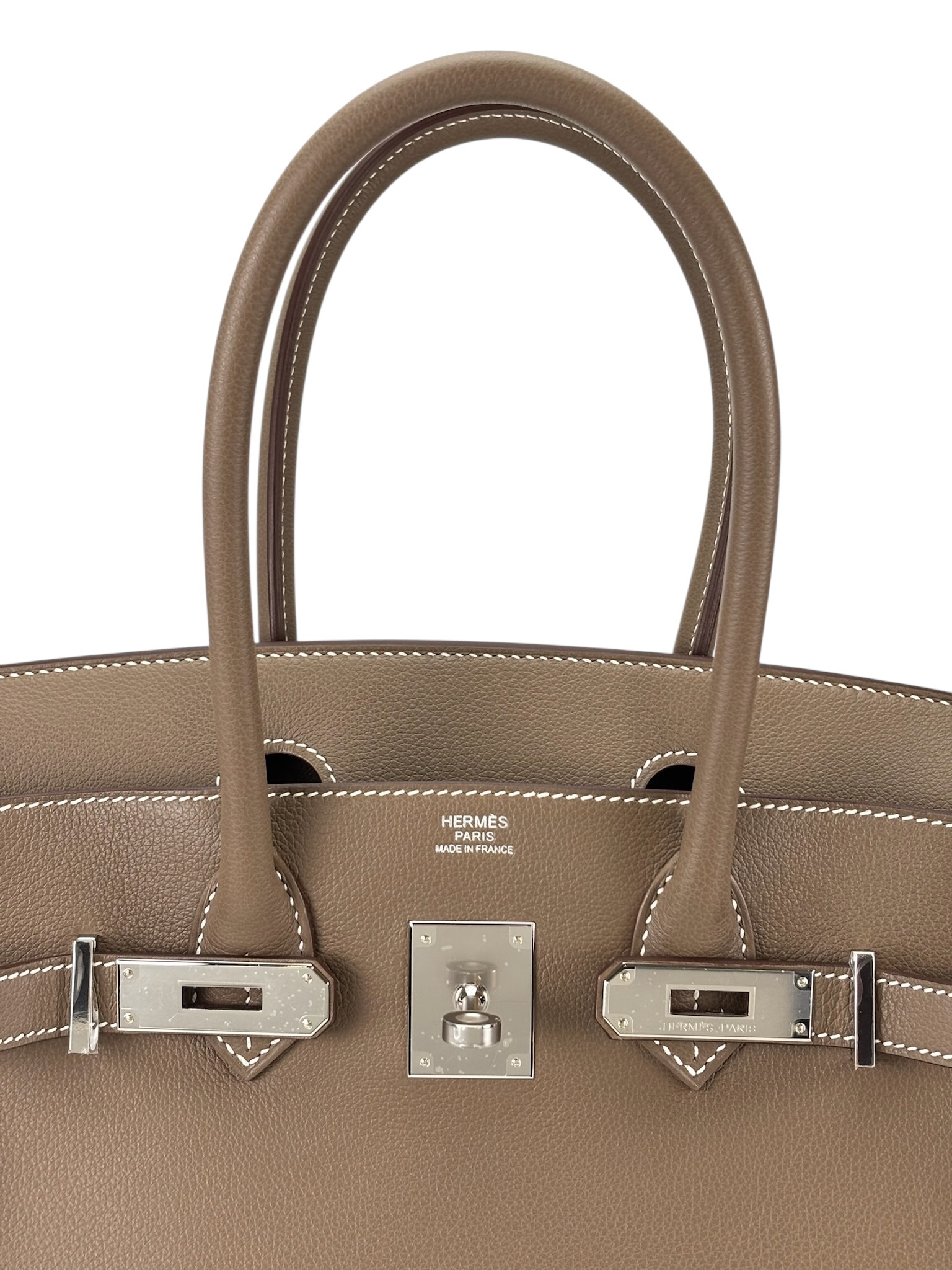 HERMES - Shoulder Birkin Etoupe Evercolor Palladium Hardware