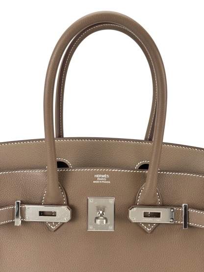 HERMES - Shoulder Birkin Etoupe Evercolor Palladium Hardware