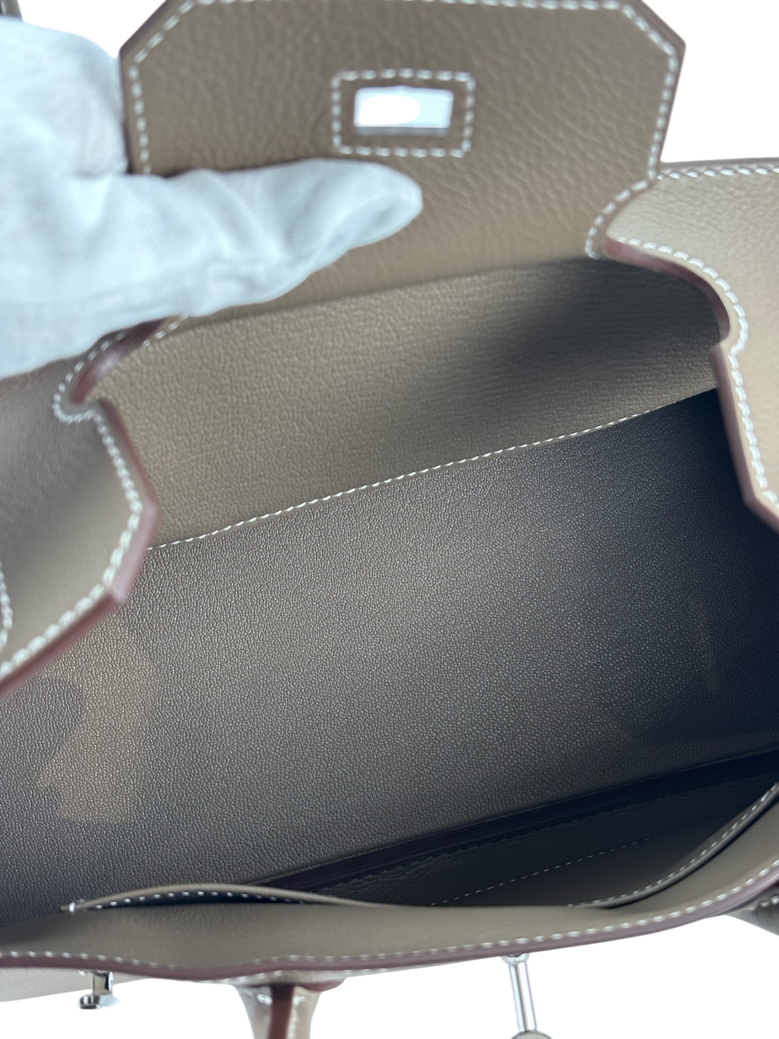 HERMES - Shoulder Birkin Etoupe Evercolor Palladium Hardware