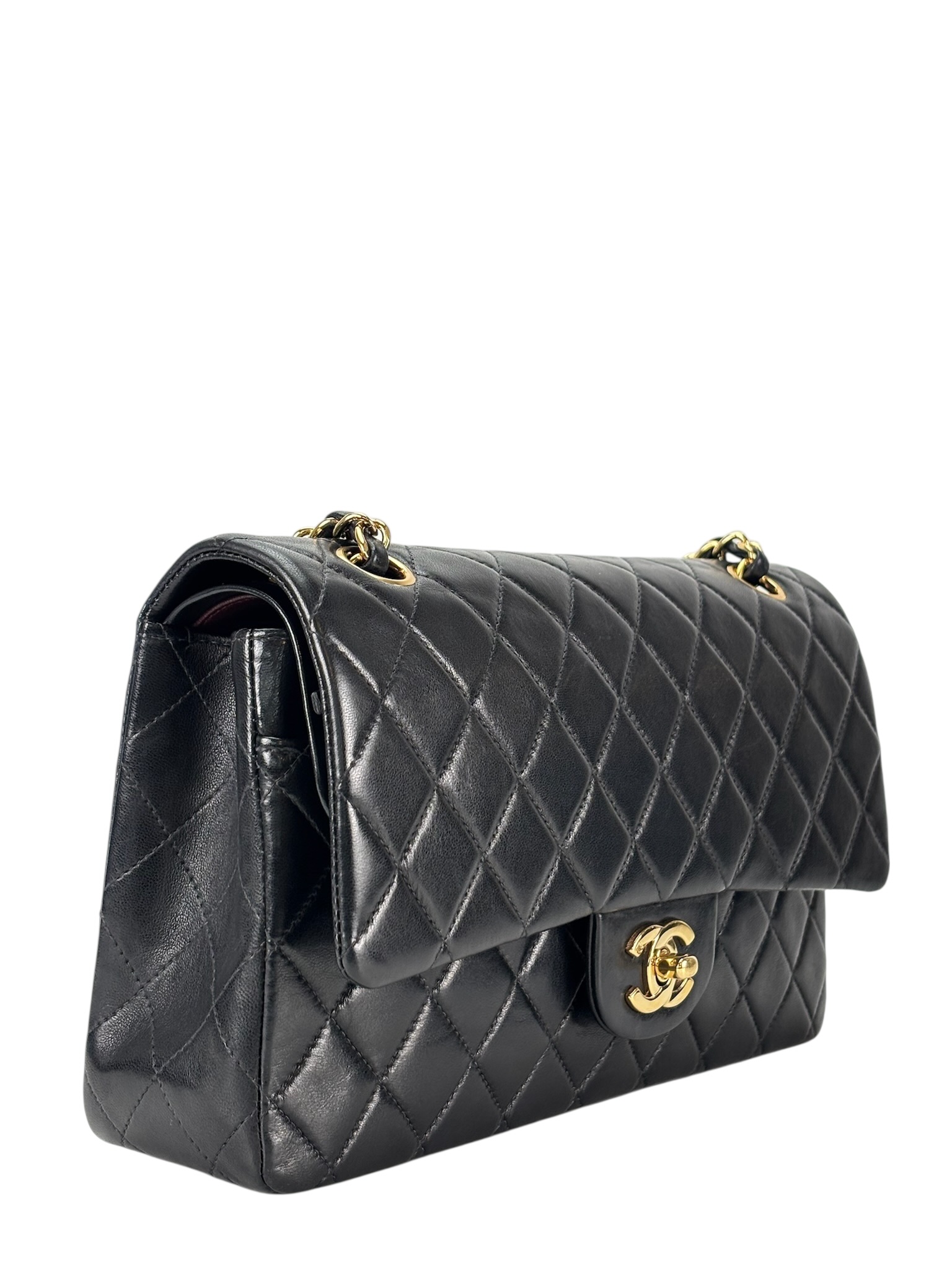CHANEL - Medium Classic Double Flap Bag Black L阿米巴skin、 Palladium Hardware (CF25) 