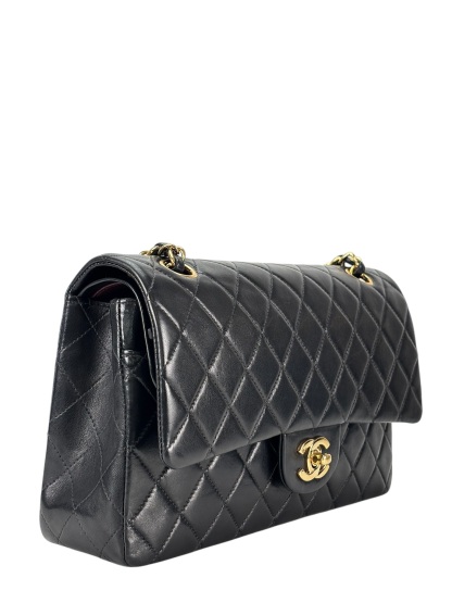 CHANEL - Medium Classic Double Flap Bag Black L阿米巴skin、 Palladium Hardware (CF25) 
